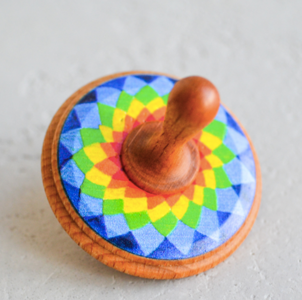 Wooden Spinning Top Toy Painted