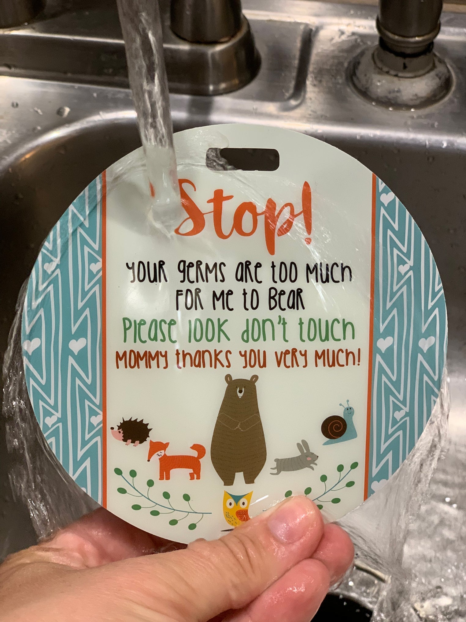 Woodlands No Touching My Newborn Car Seat Sign Tag