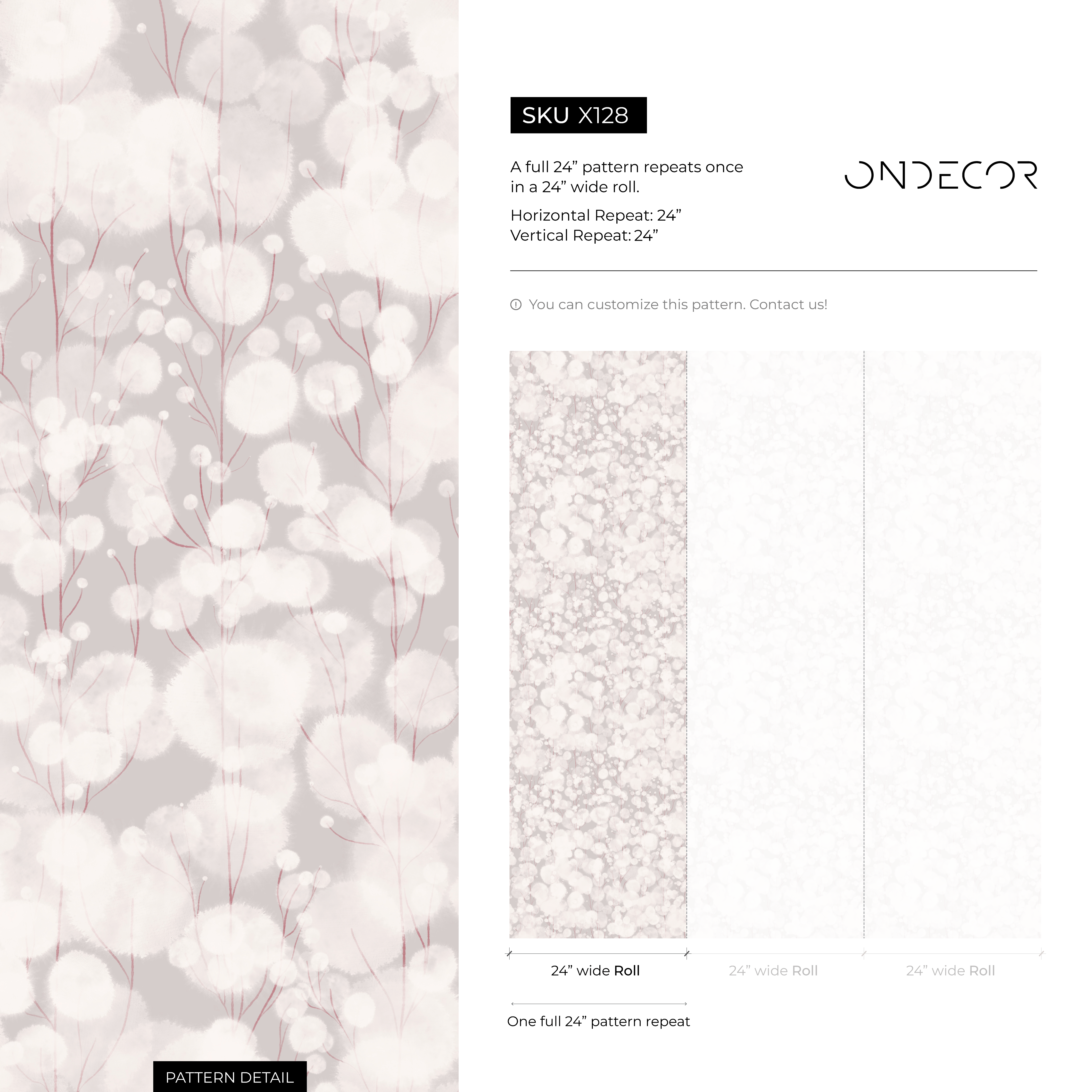 Abstract Wallpaper With Delicate Blooming Branches In Gray And Red - X128