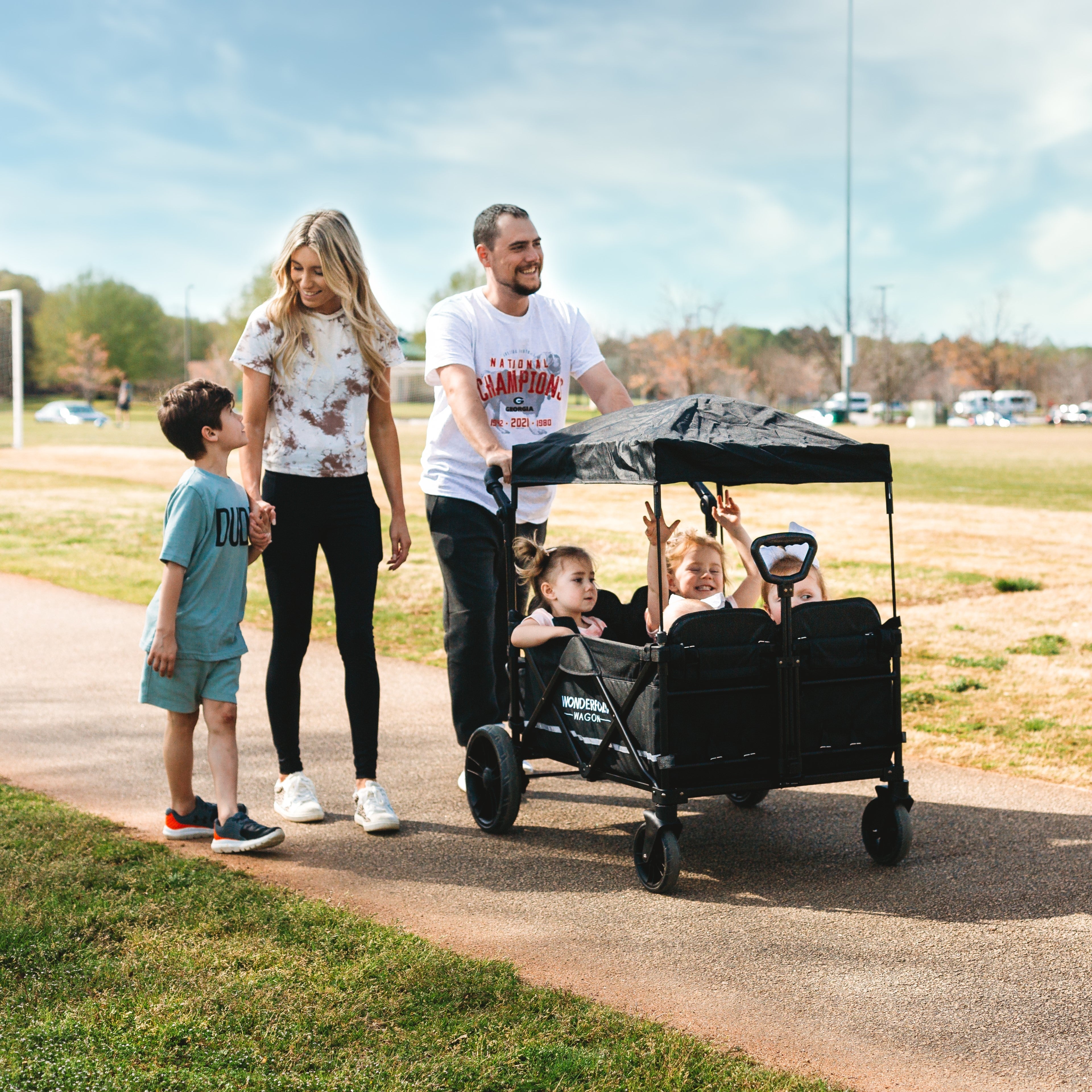 X4M Push + Pull Quad Stroller Wagon w Magnetic Harness (4 Seater)