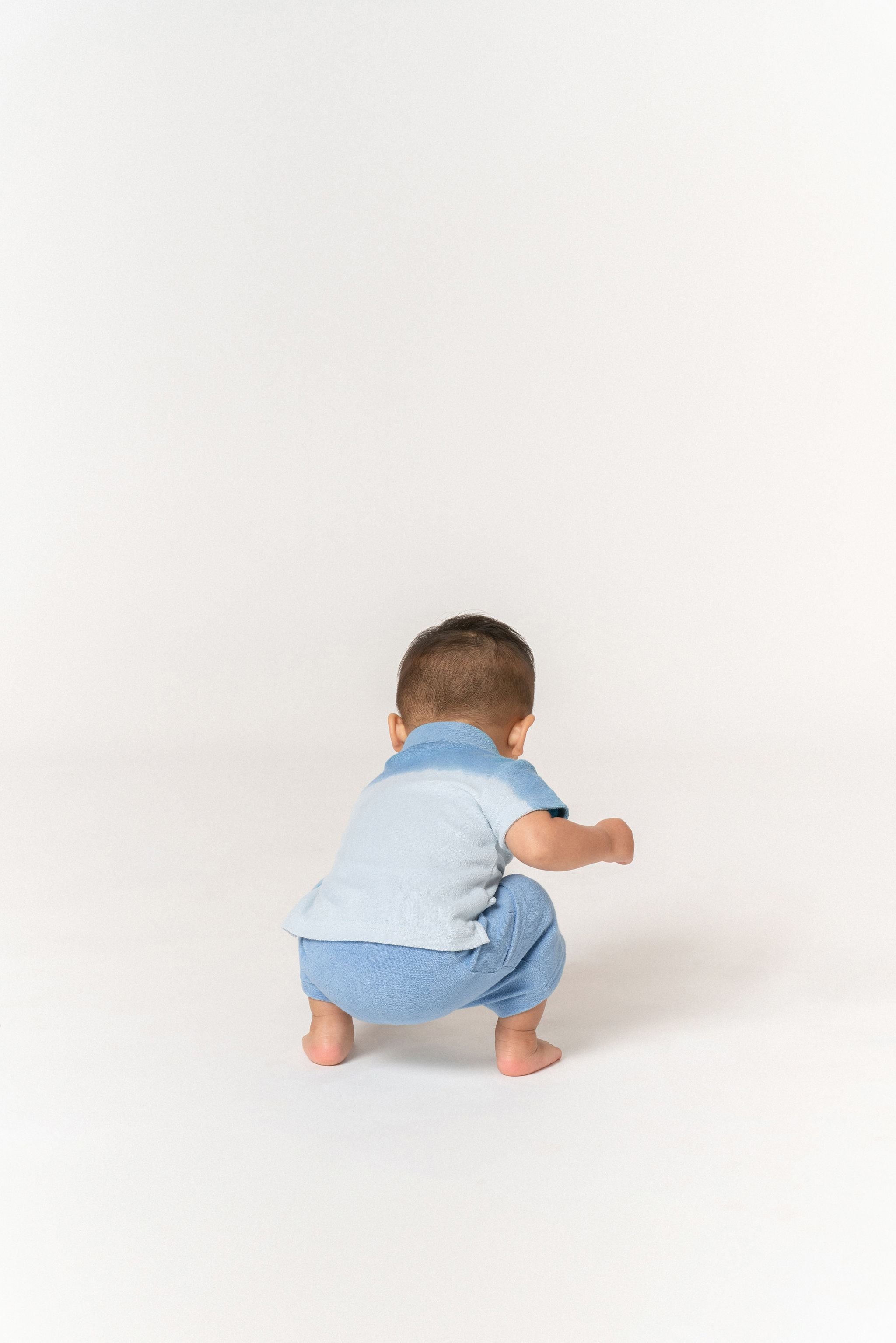 Baby Polo Shirt In Terry | Blue Ombre