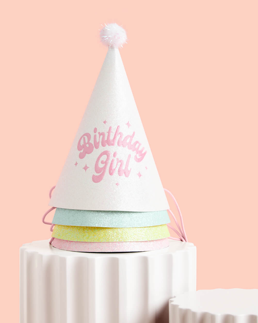 Pastel Party Hats - 13 Glitter Paper Hats