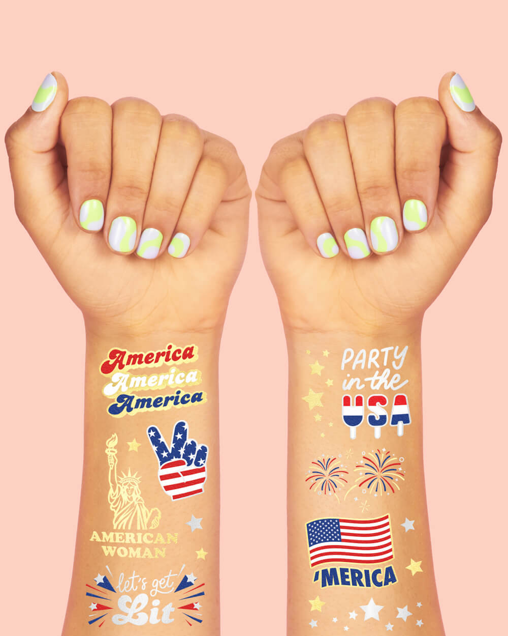 Party In The Usa Tats - 34 Foil Temporary Tattoos