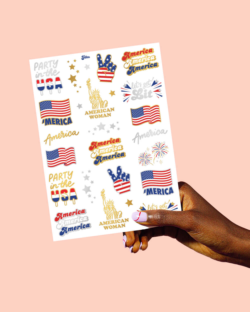 Party In The Usa Tats - 34 Foil Temporary Tattoos