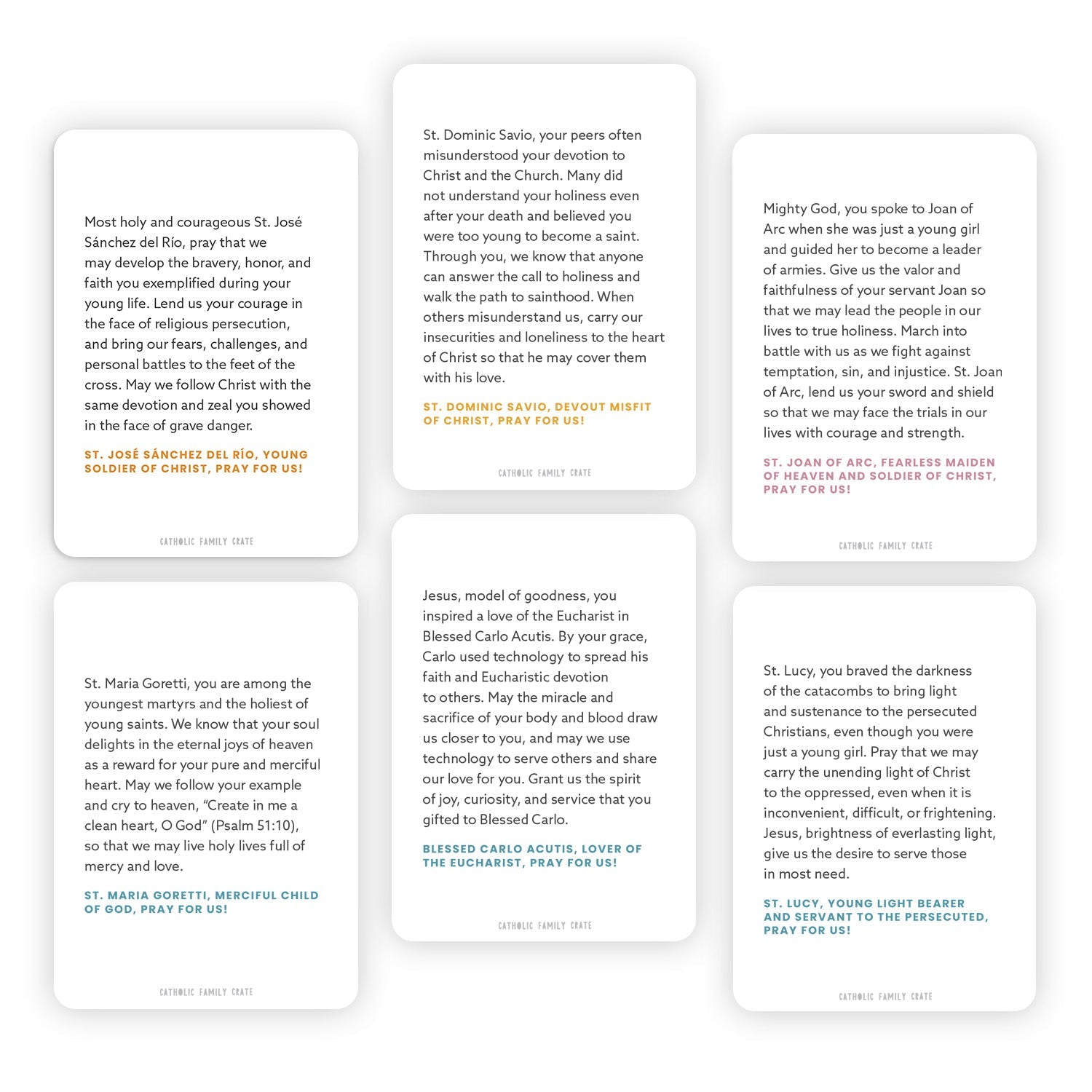 Holy Cards Pack - Young Saints