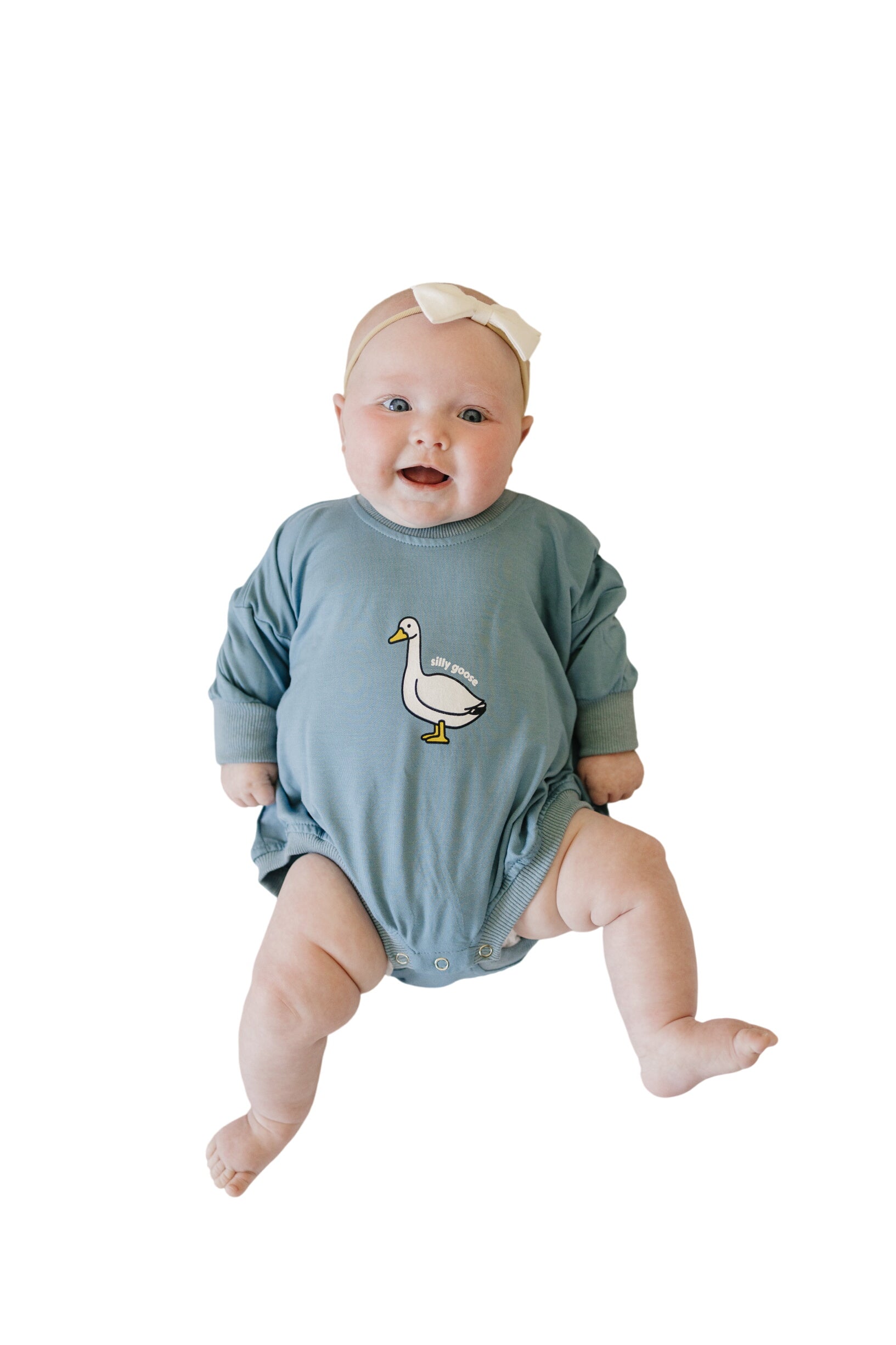 Silly Goose Bamboo Baby Romper - Teal Or Blue