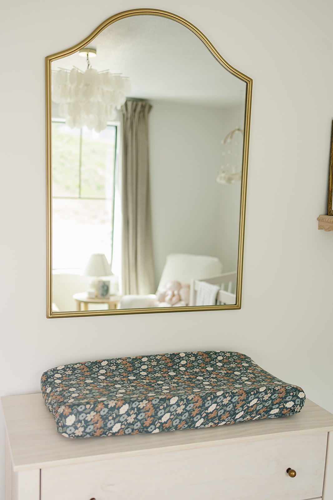 Midnight Floral Print Muslin Changing Pad Cover