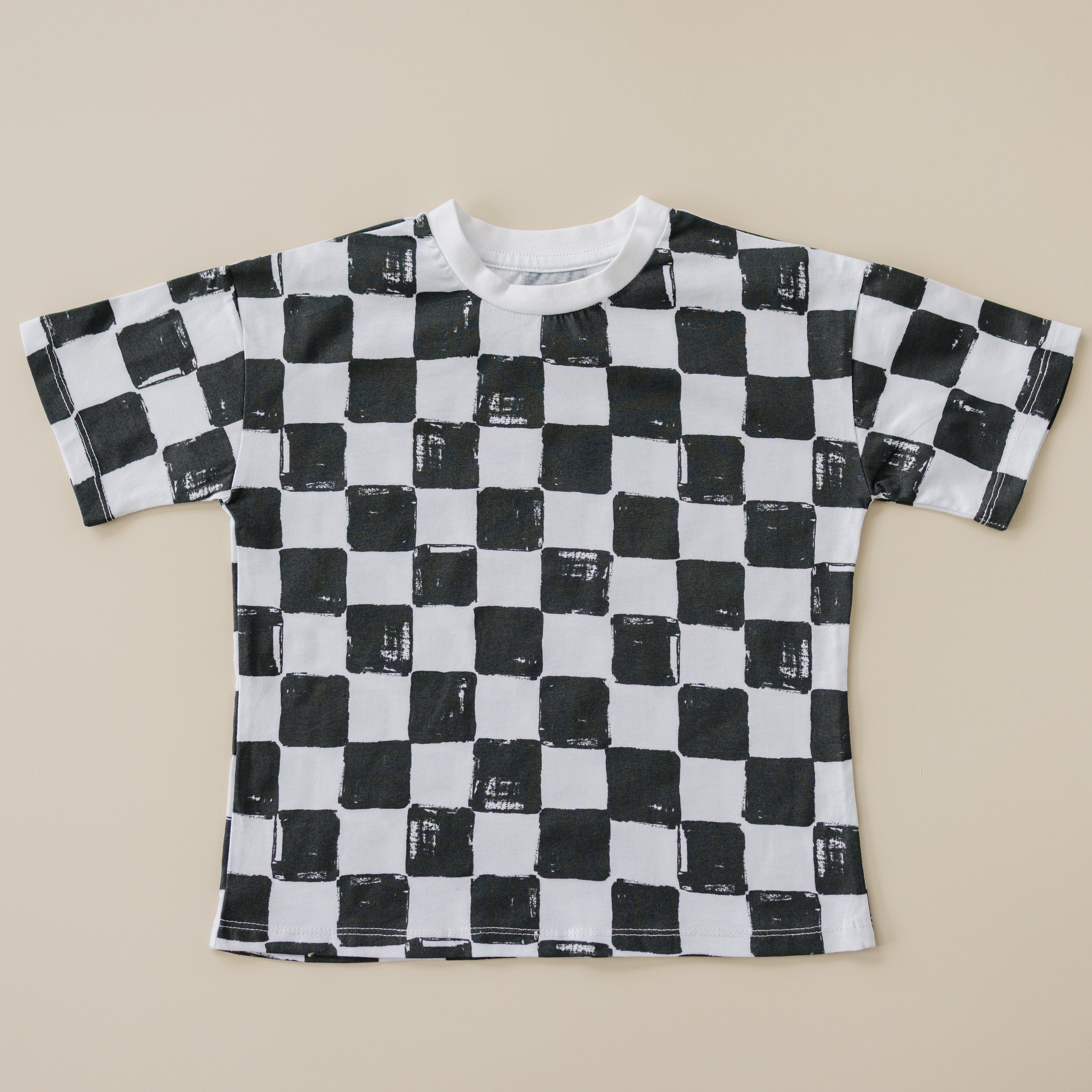 Organic Cotton Black & White Checkered Shorts Set