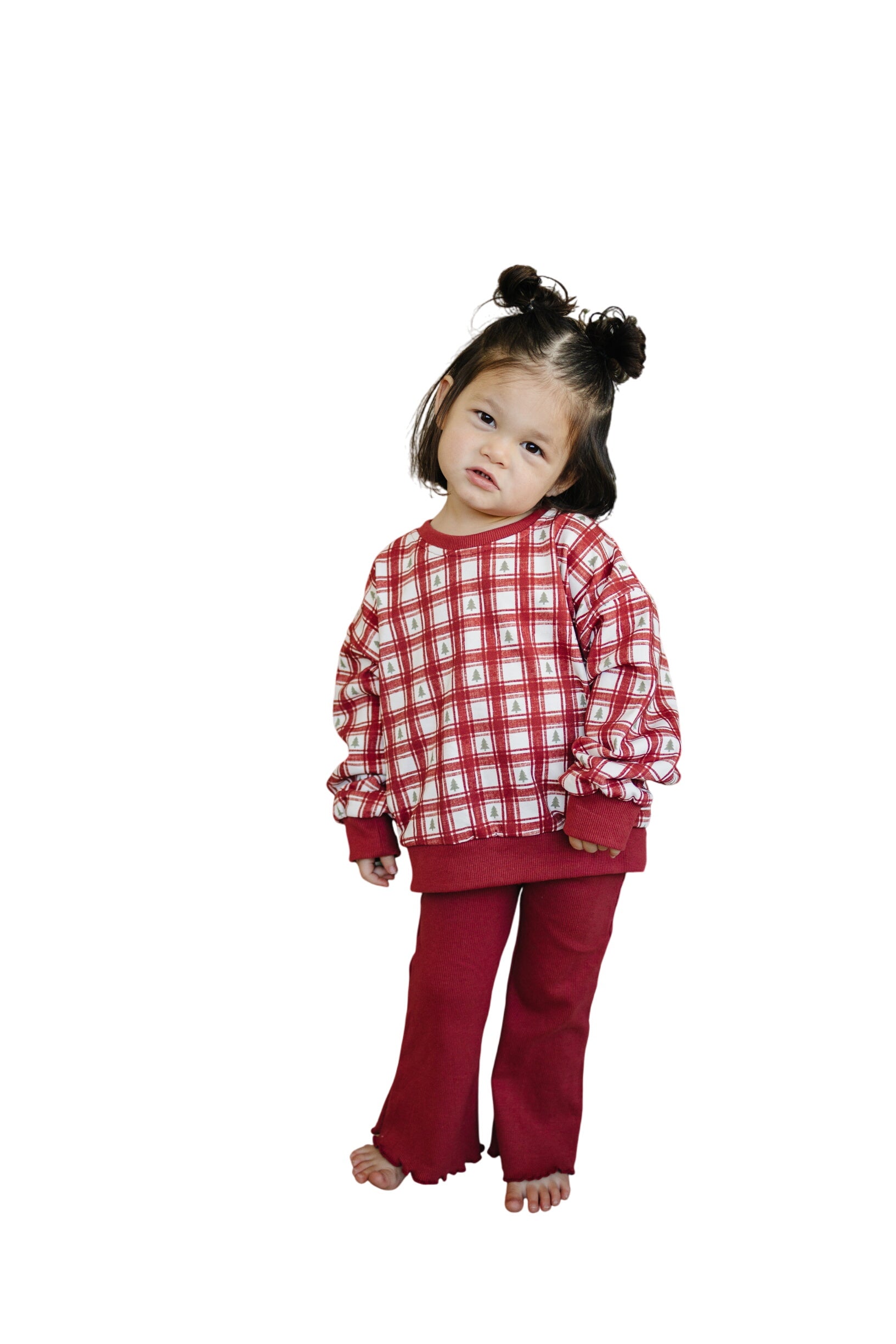 Red Plaid Christmas Tree Crewneck Sweatshirt