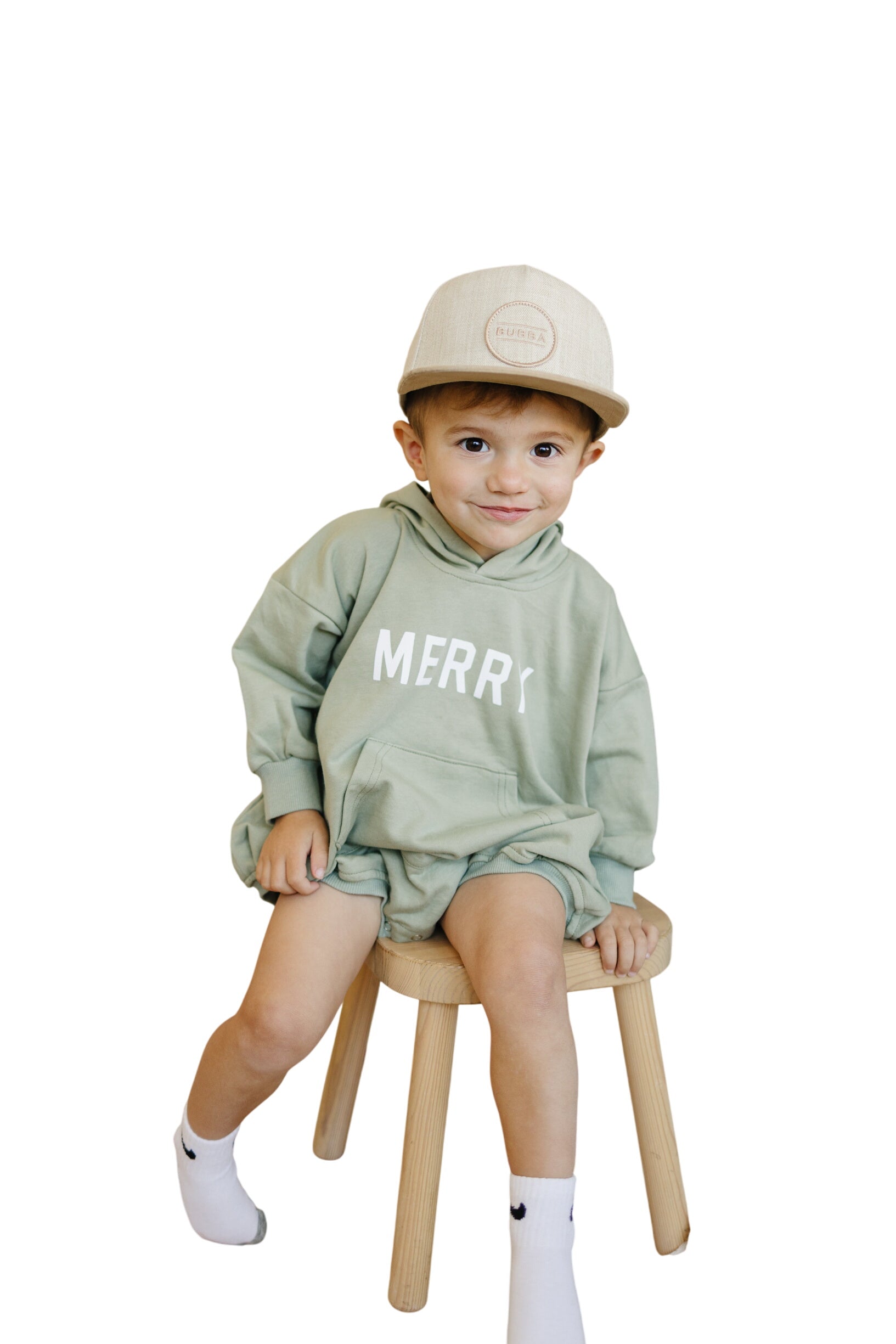 Merry Hooded Sweatshirt Romper - Sage