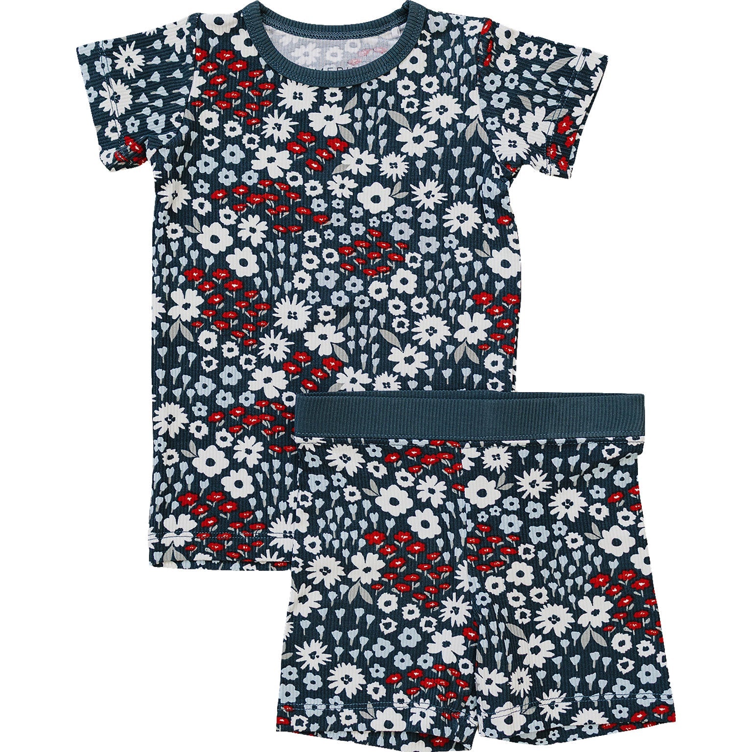 Americana Floral Ribbed Bamboo Cozy Short Set