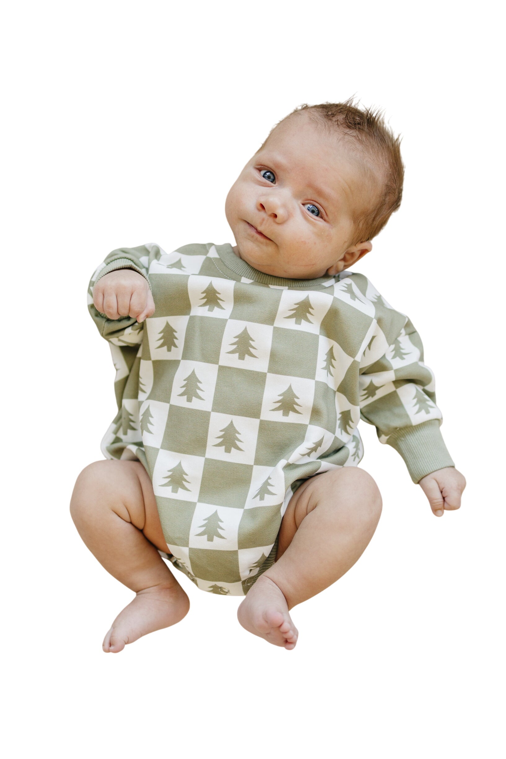 Checkered Christmas Tree Sweatshirt Romper