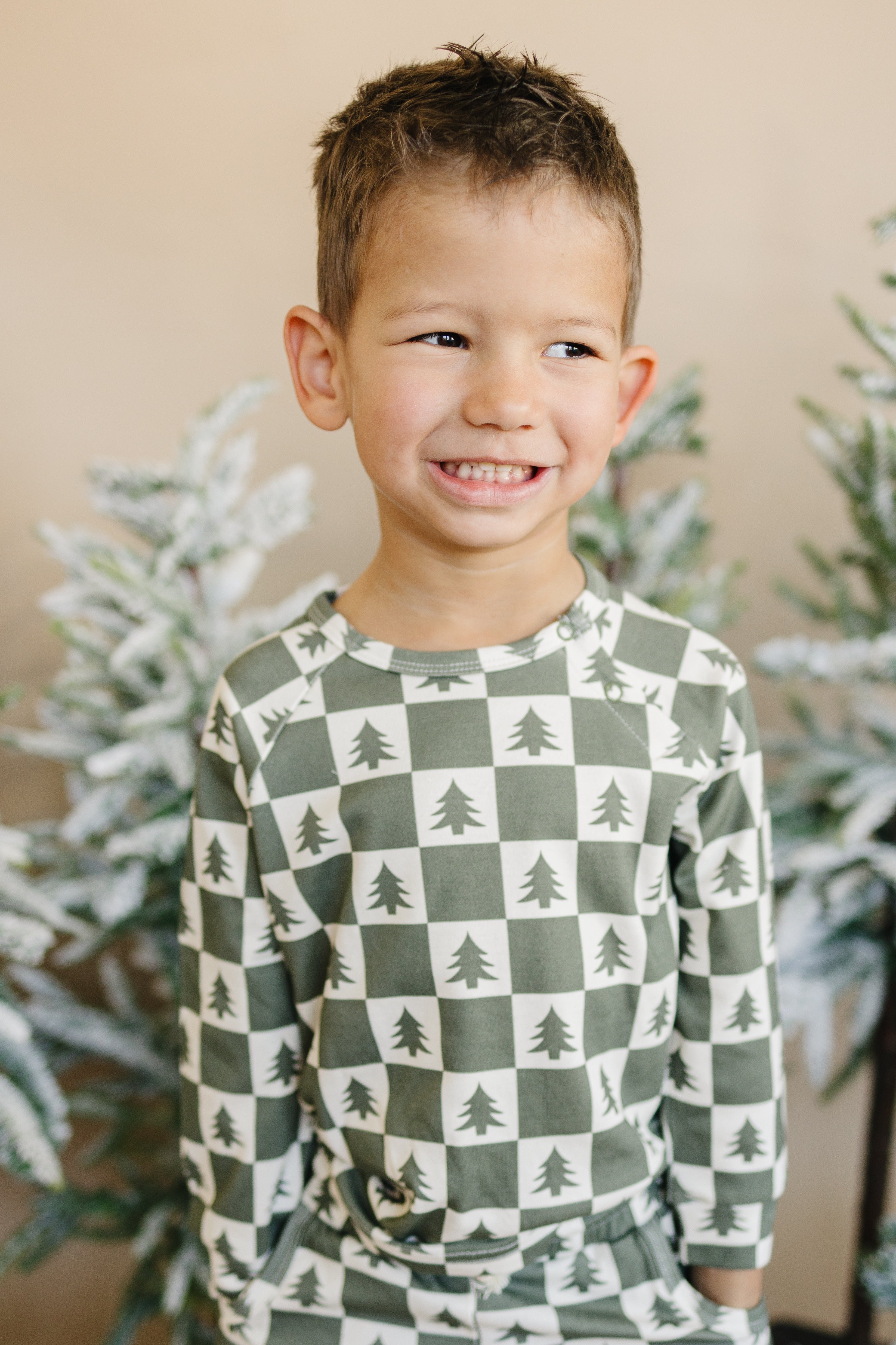 Checkered Christmas Trees Organic Cotton Set