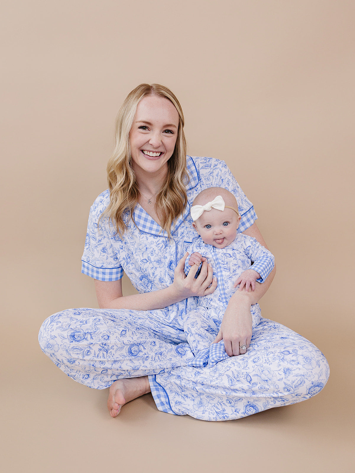 Bamboo Women's Button Up Set | Blue Flowers