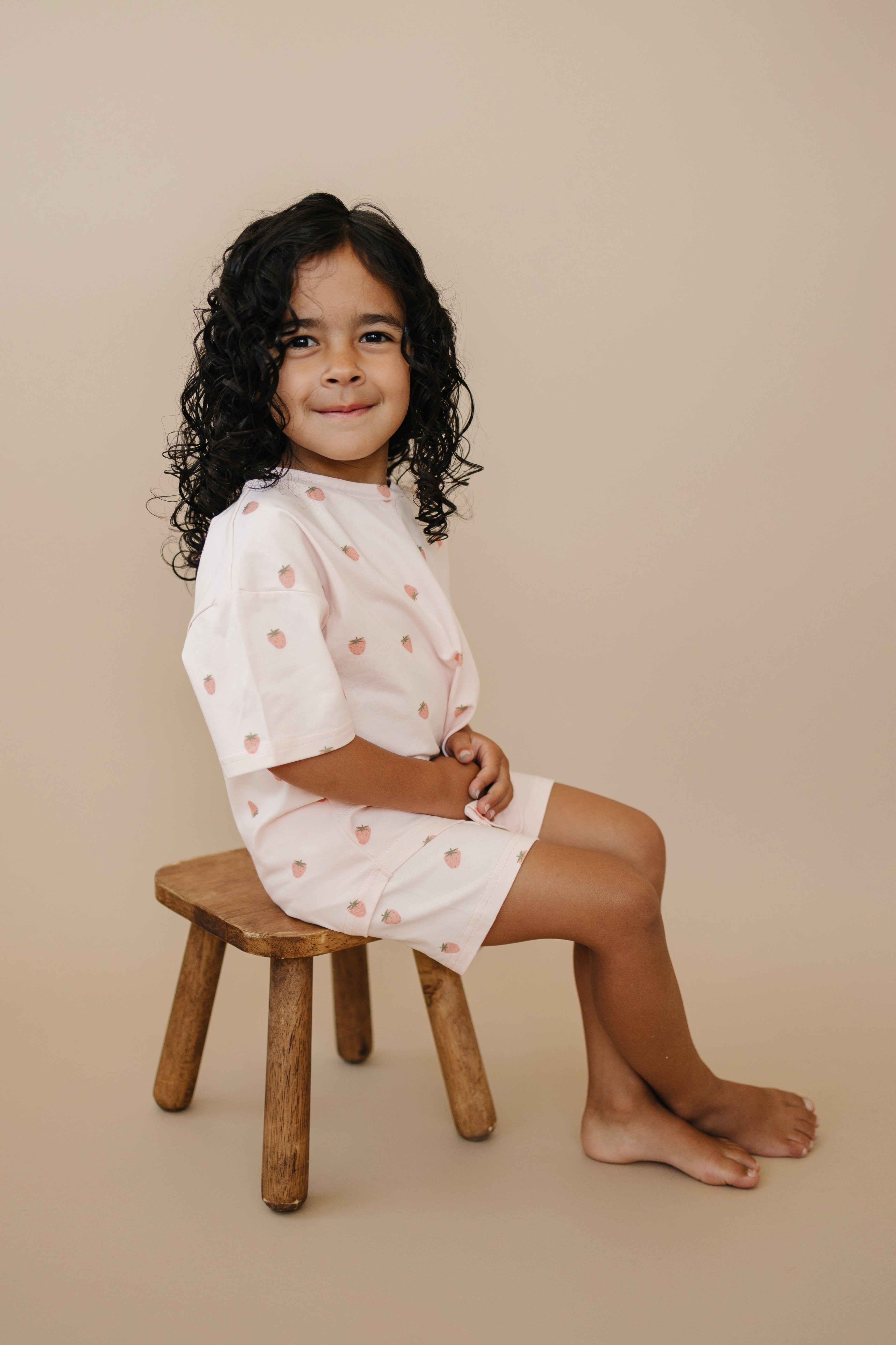 Organic Cotton Strawberry Print Shorts Set