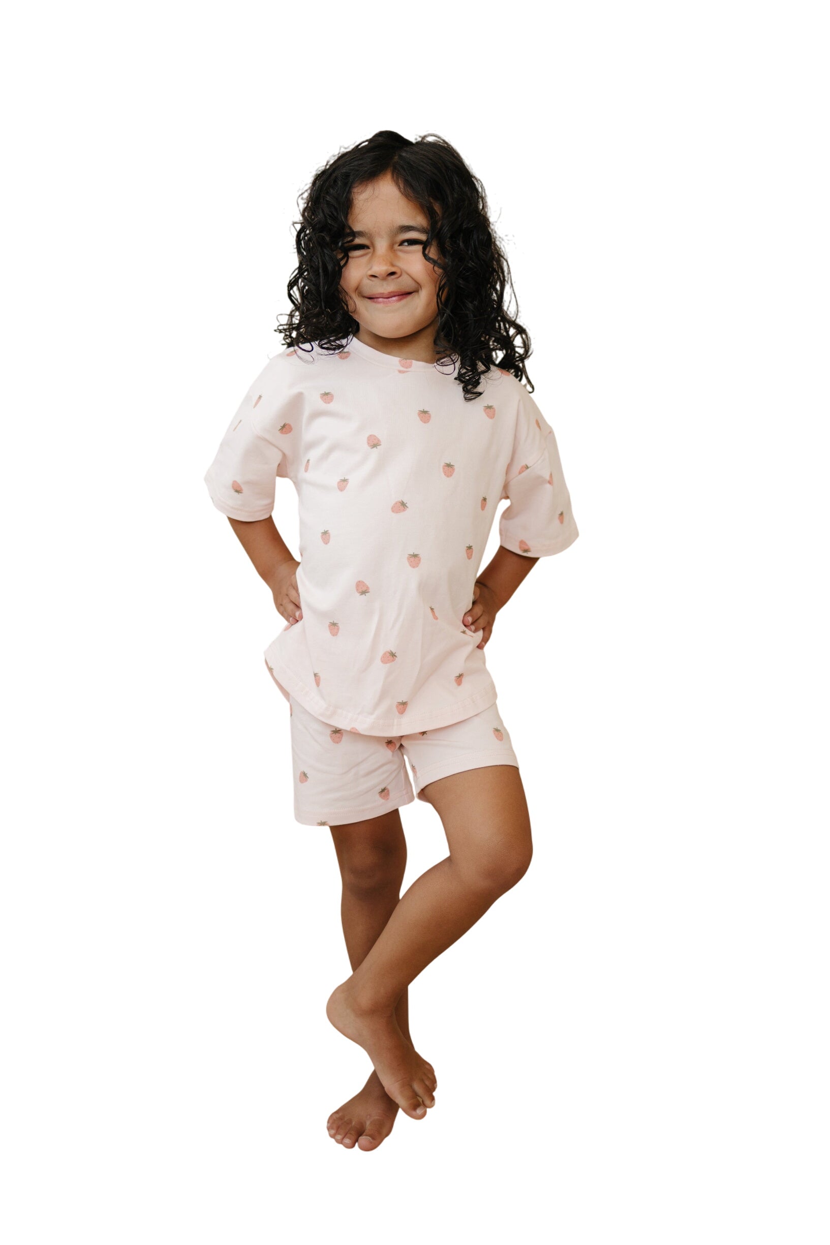 Organic Cotton Strawberry Print Shorts Set