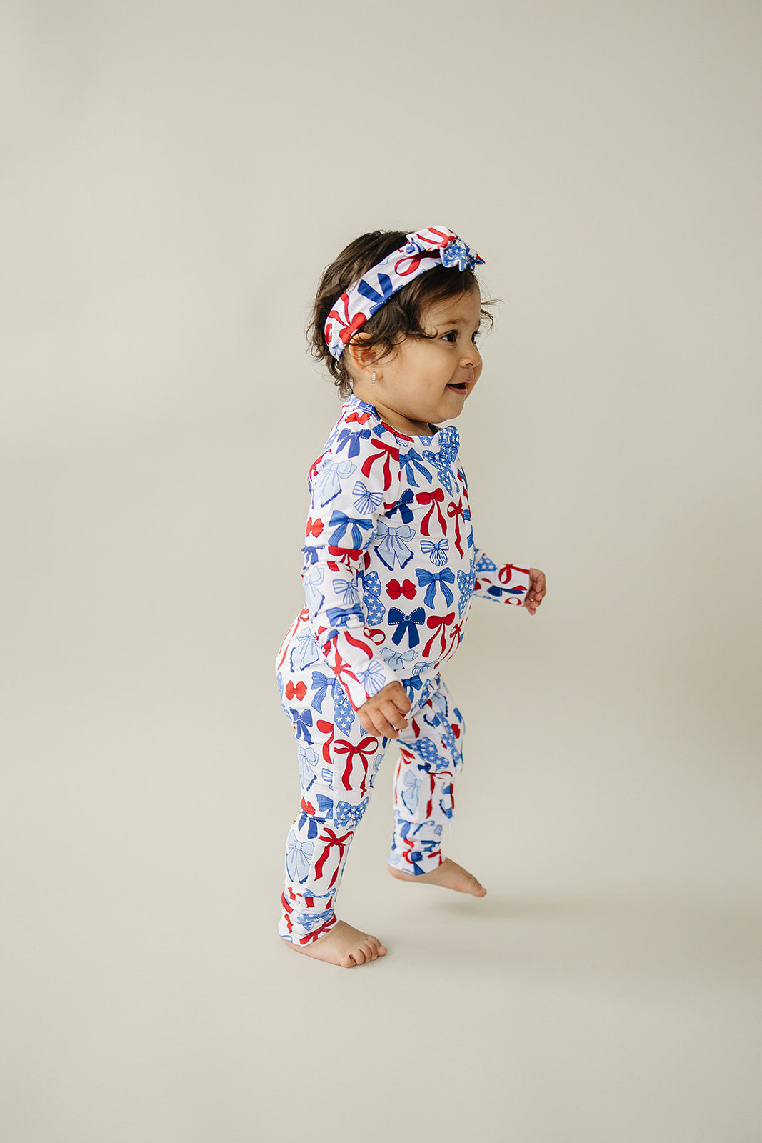 Bamboo Zip Romper | Red-white & Bows