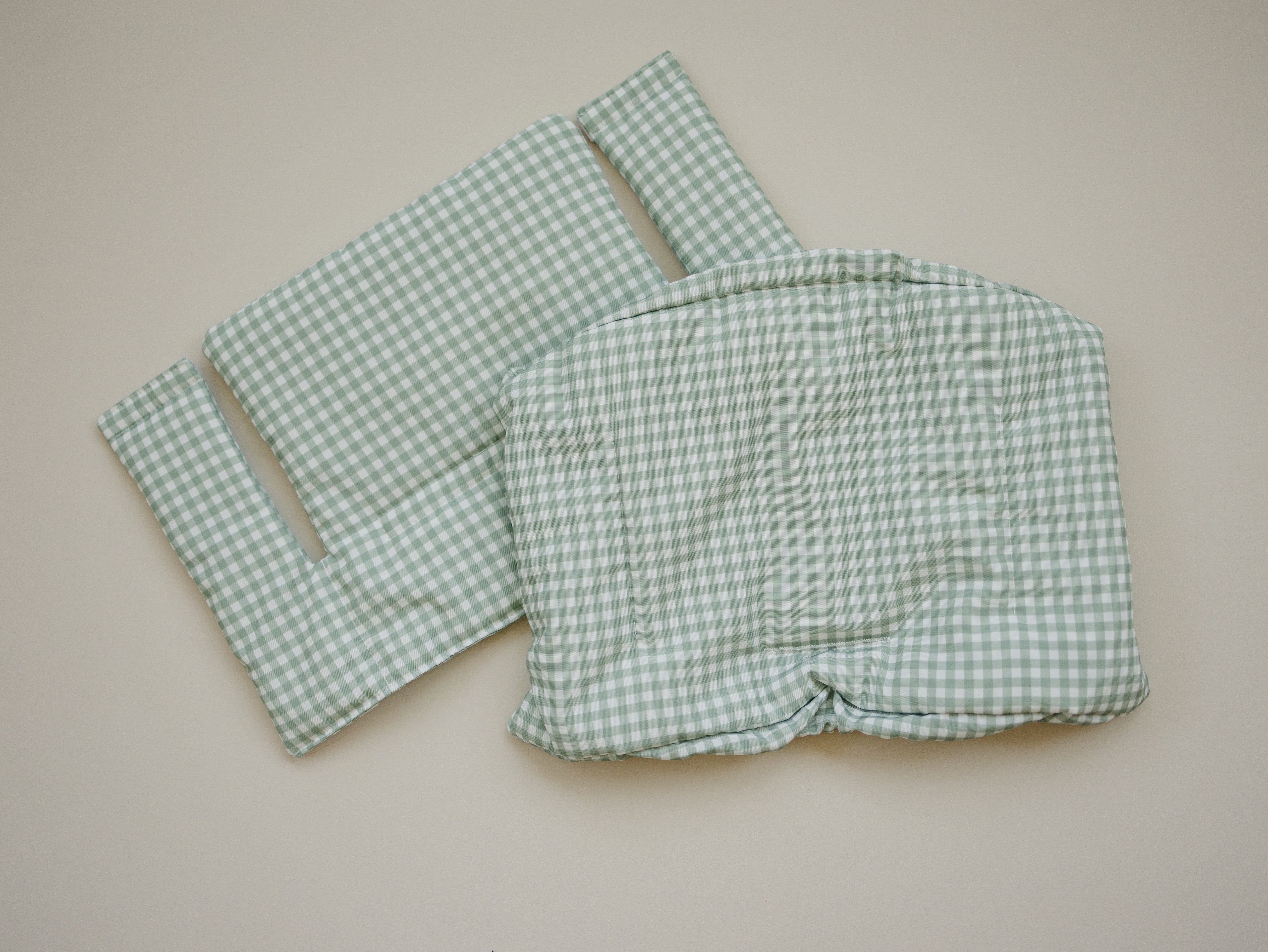 Sage Green Gingham Cushion For The Stokke Tripp Trapp Highchair