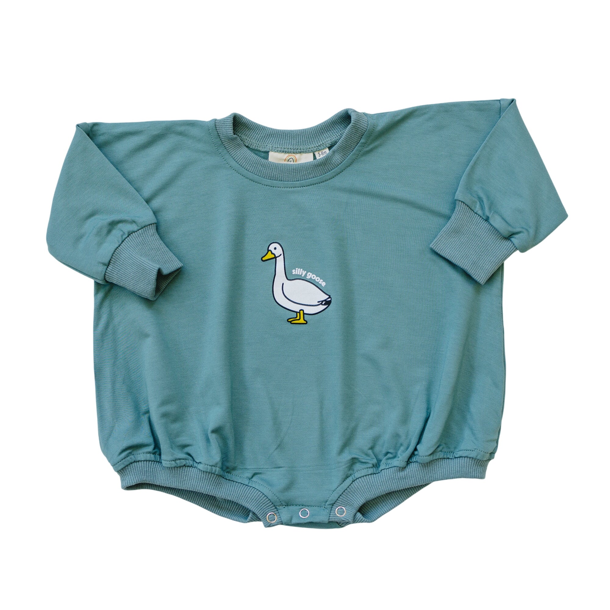 Silly Goose Bamboo Baby Romper - Teal Or Blue