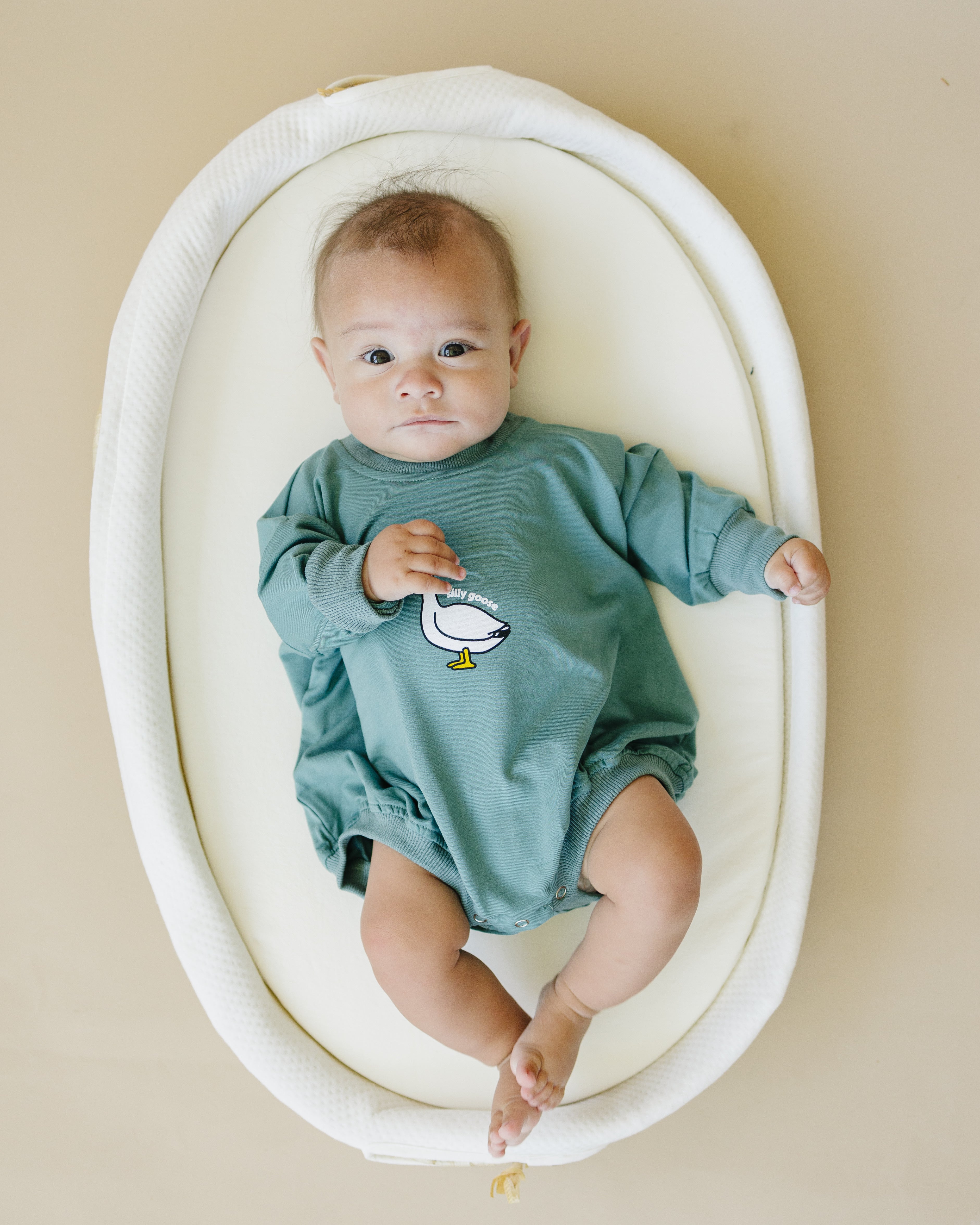 Silly Goose Bamboo Baby Romper - Teal Or Blue