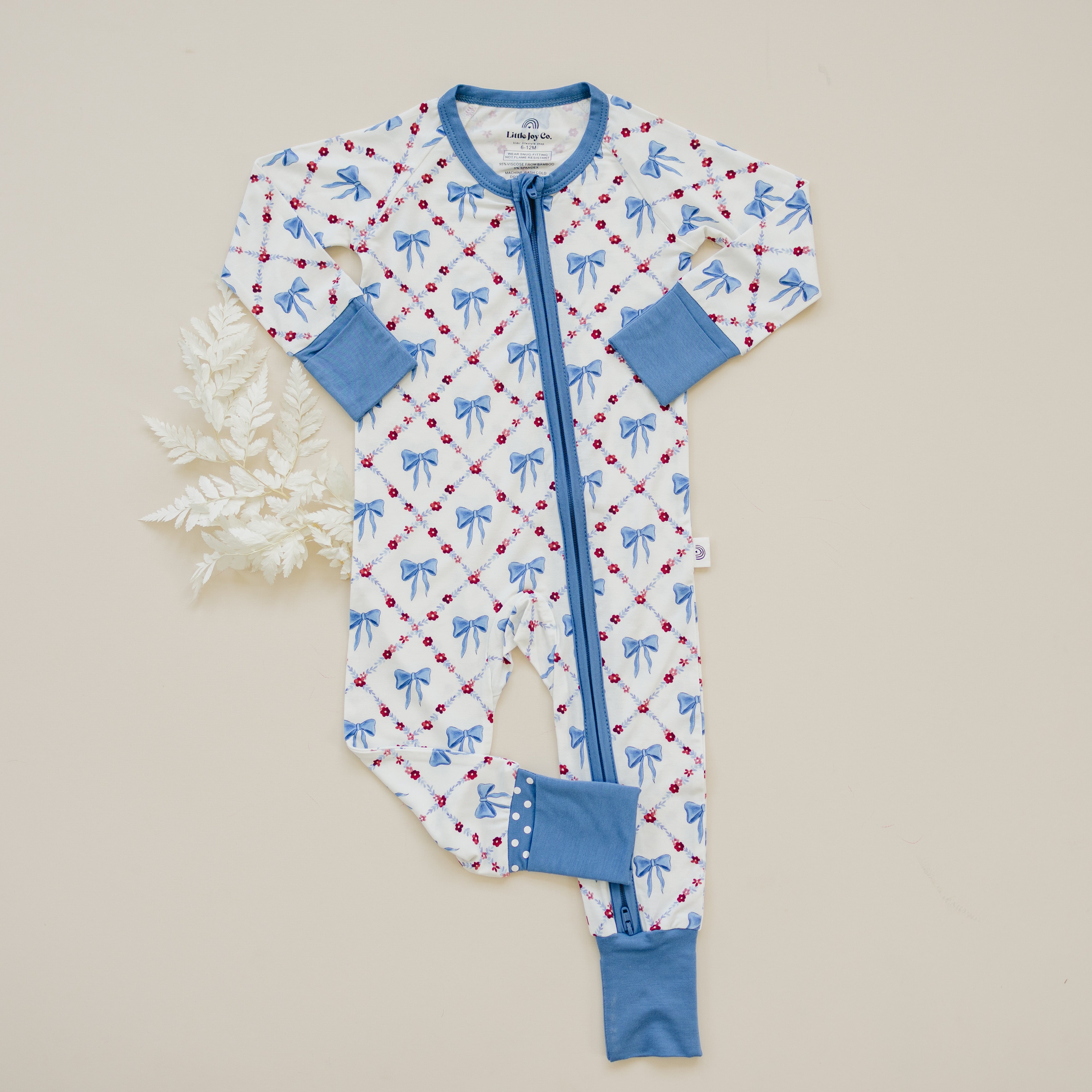 Red White & Bows Bamboo Zippy Romper