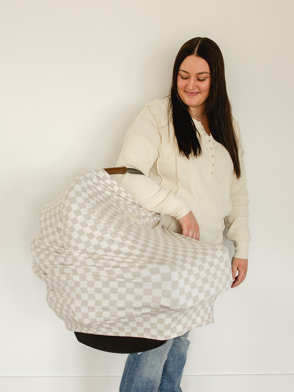 Taupe Checkered Bamboo Multi-use Cover