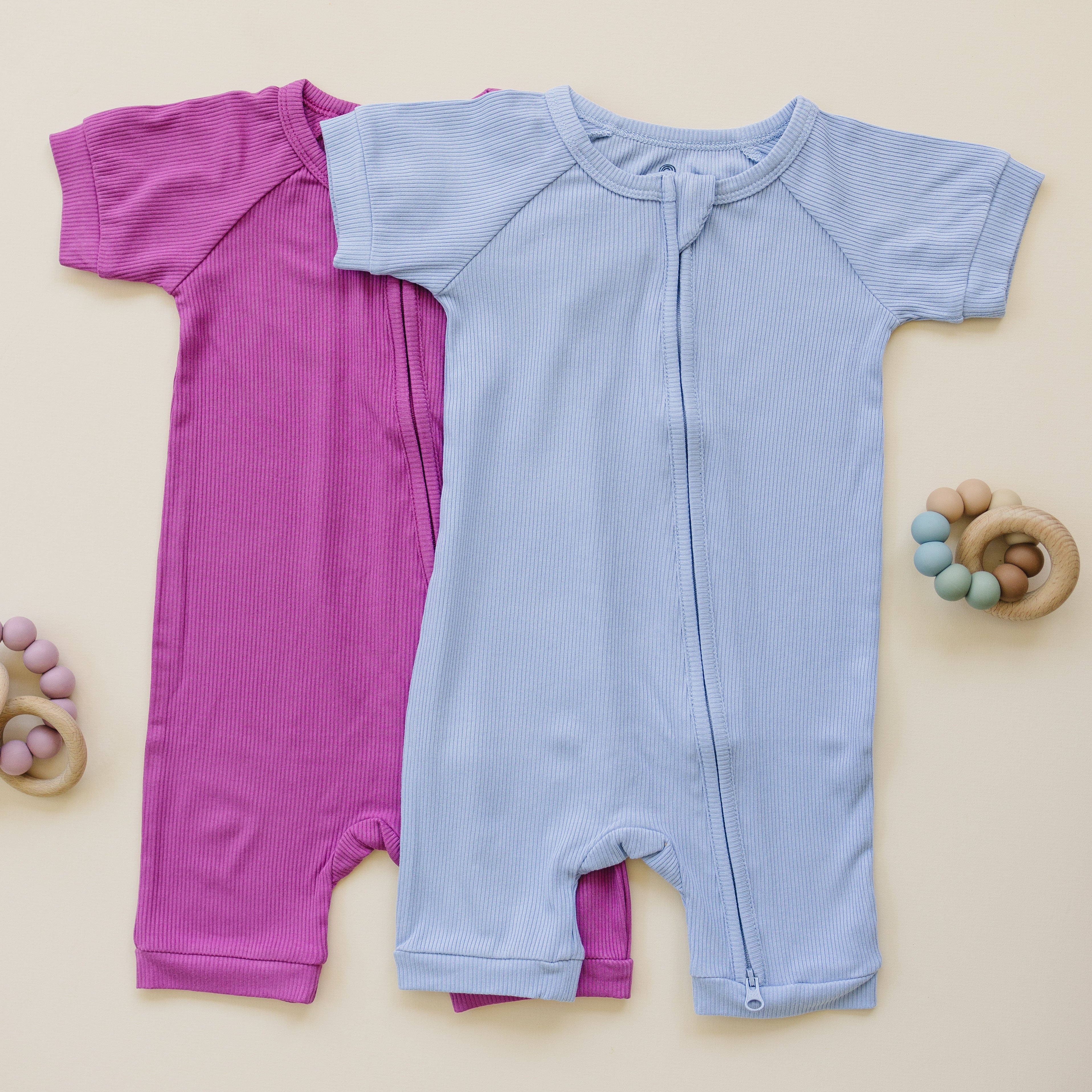 Solid Ribbed Bamboo Shorty Romper - More Colors
