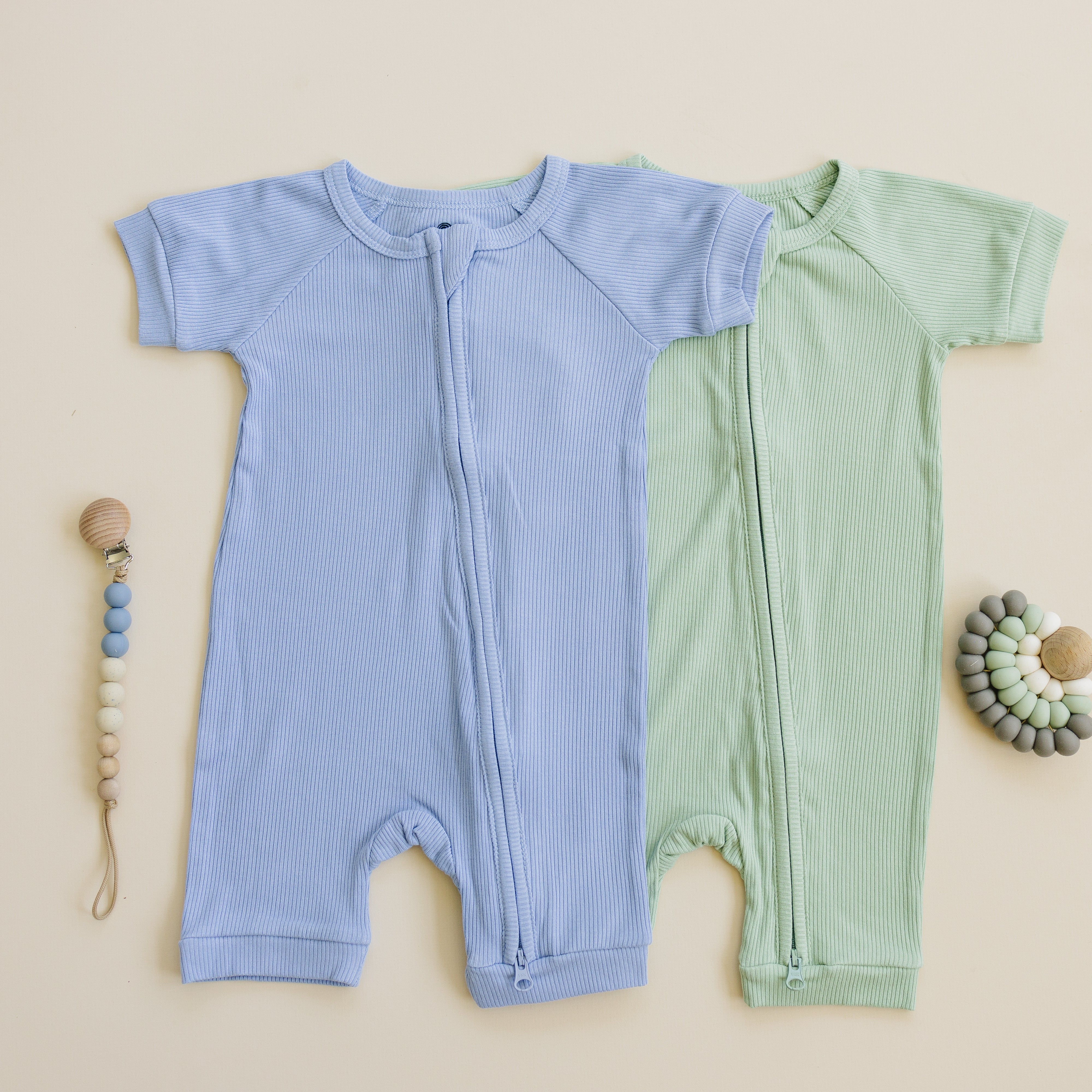 Solid Ribbed Bamboo Shorty Romper - More Colors