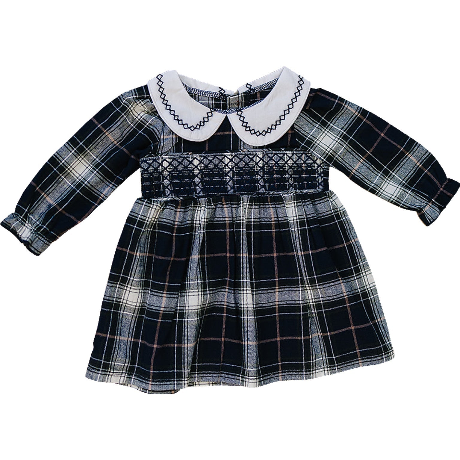 Navy Plaid Smocked Dress 0-3 Navy Plaid Smocked Dress 0-3
