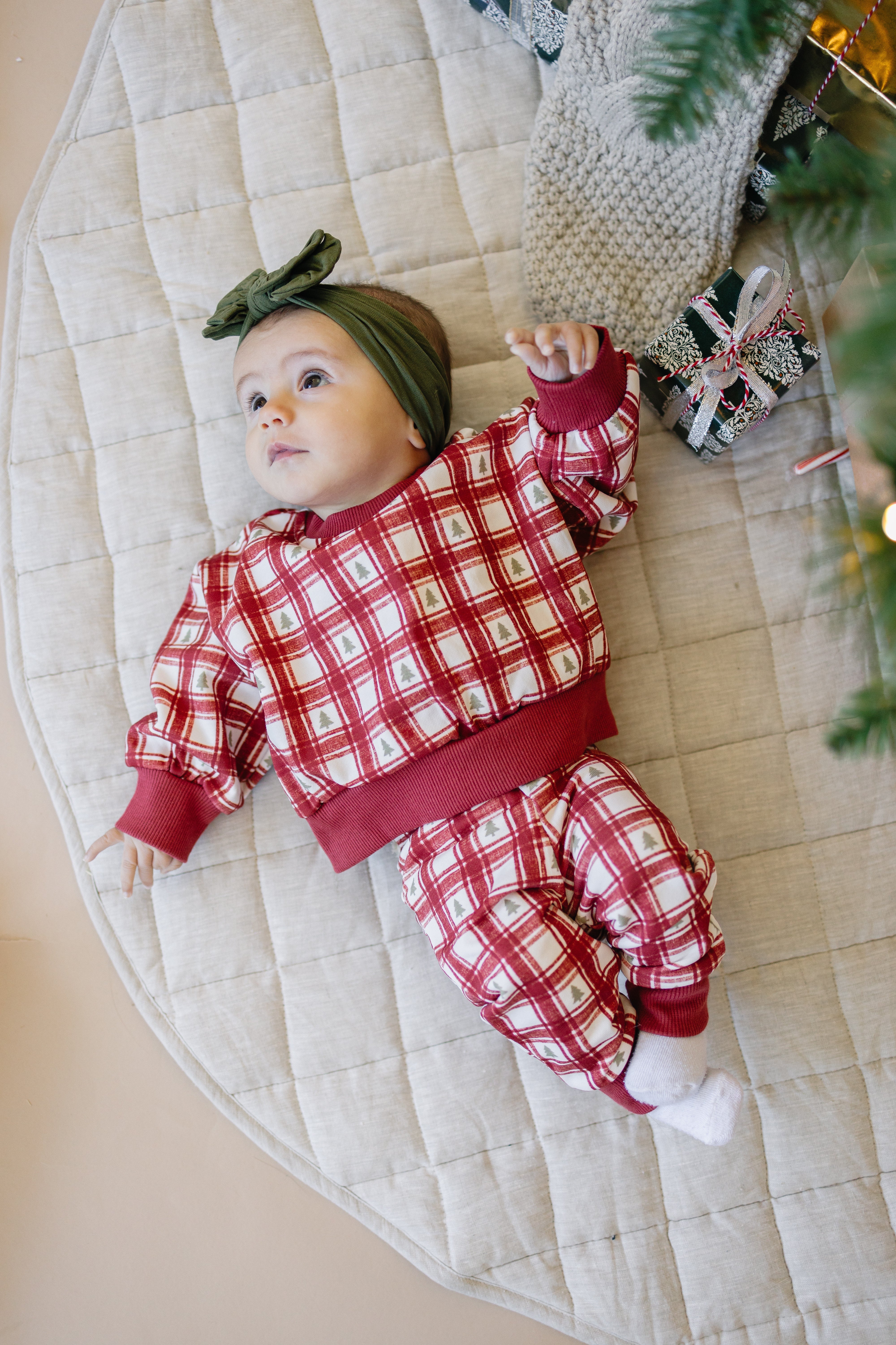Red Plaid Christmas Tree Joggers