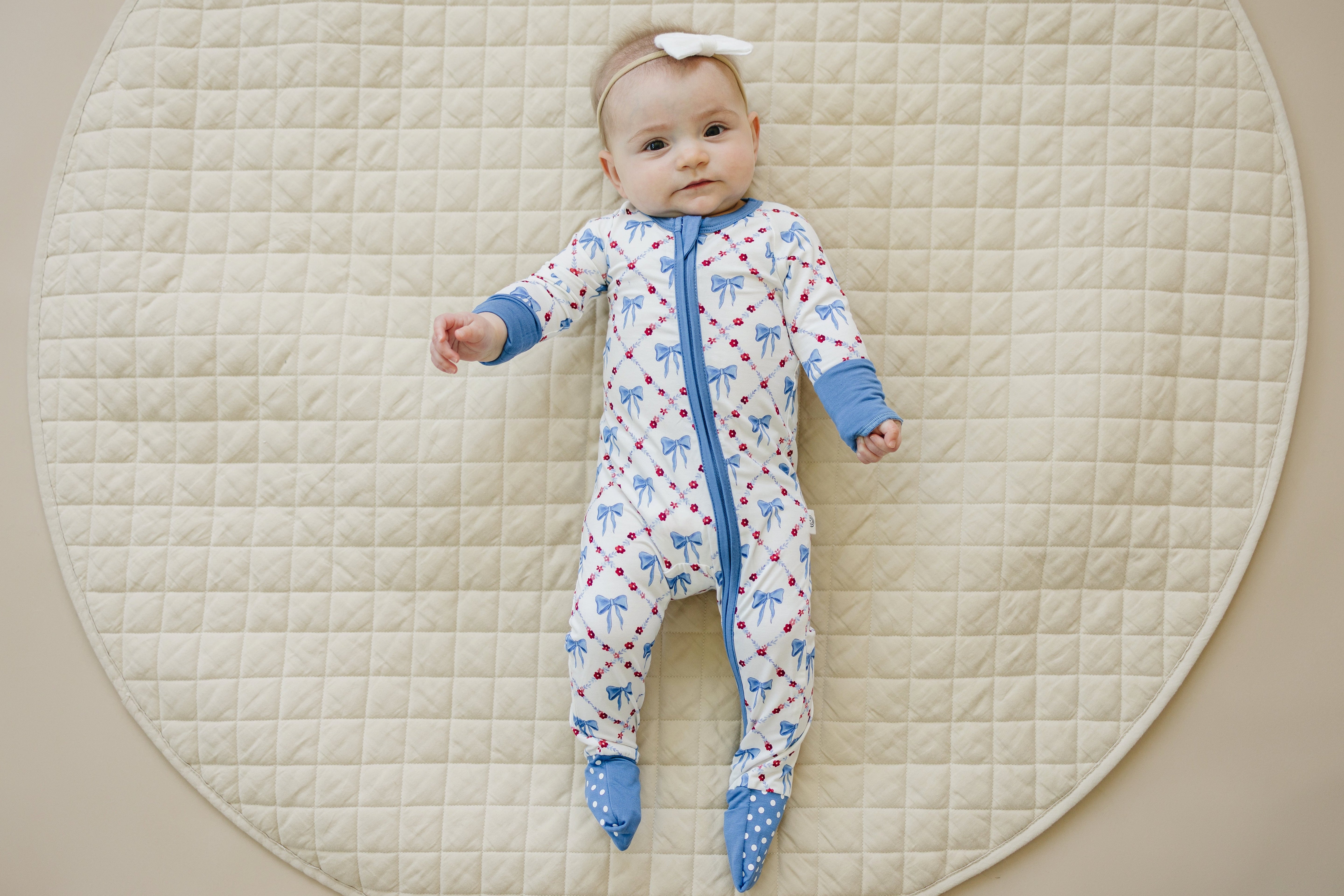 Red White & Bows Bamboo Zippy Romper