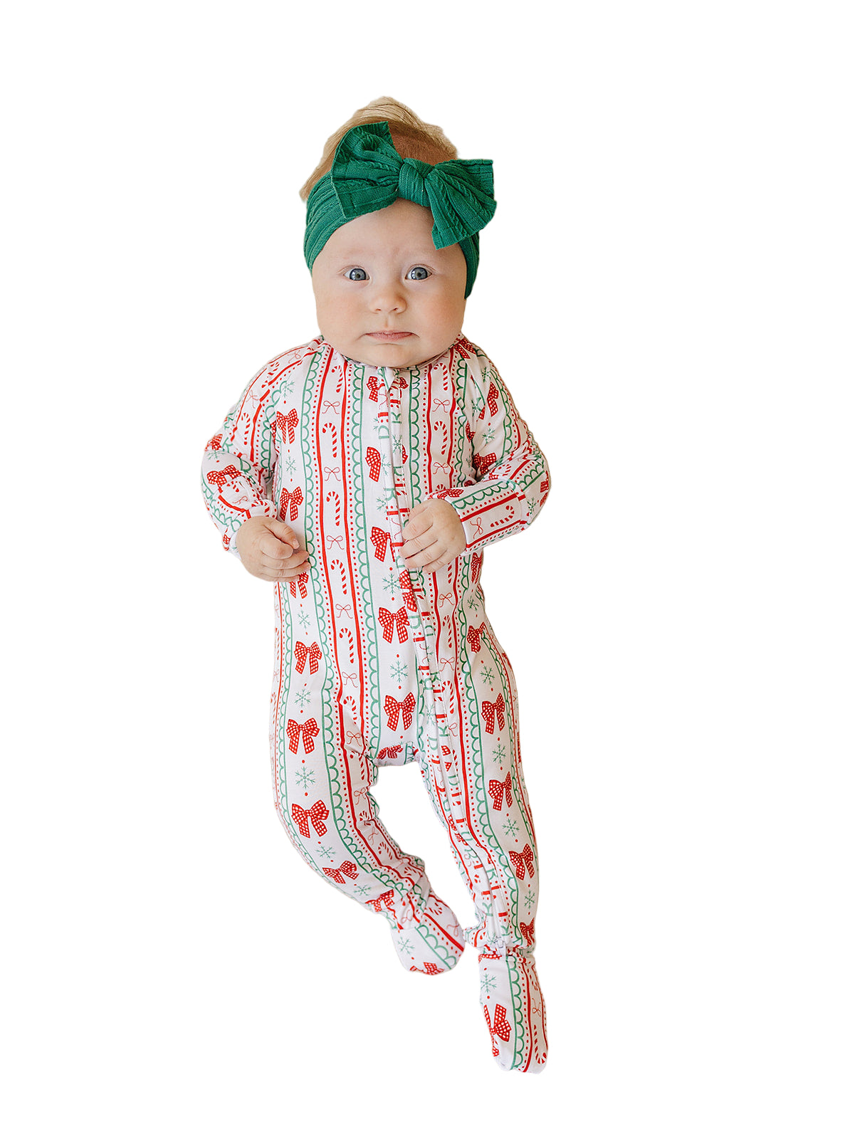 Bamboo Zip Romper | Retro Candy Cane