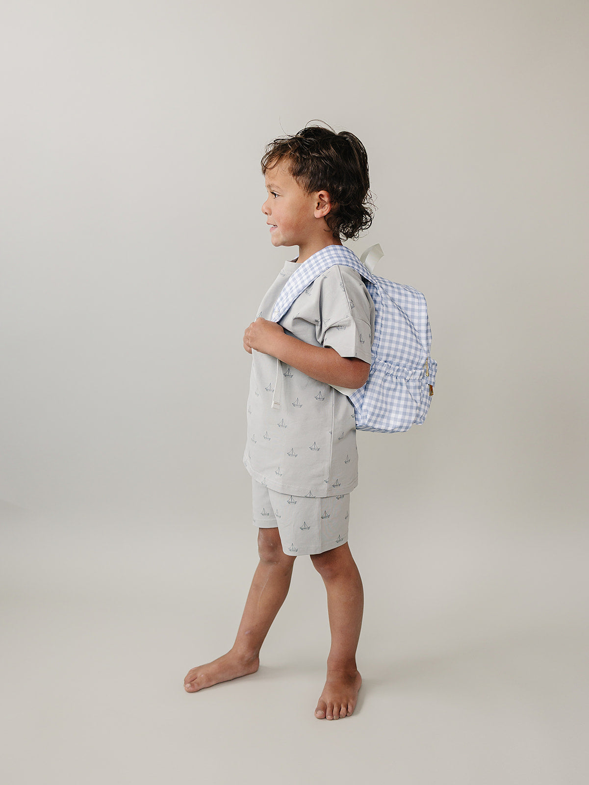 Blue Gingham Mini Backpack