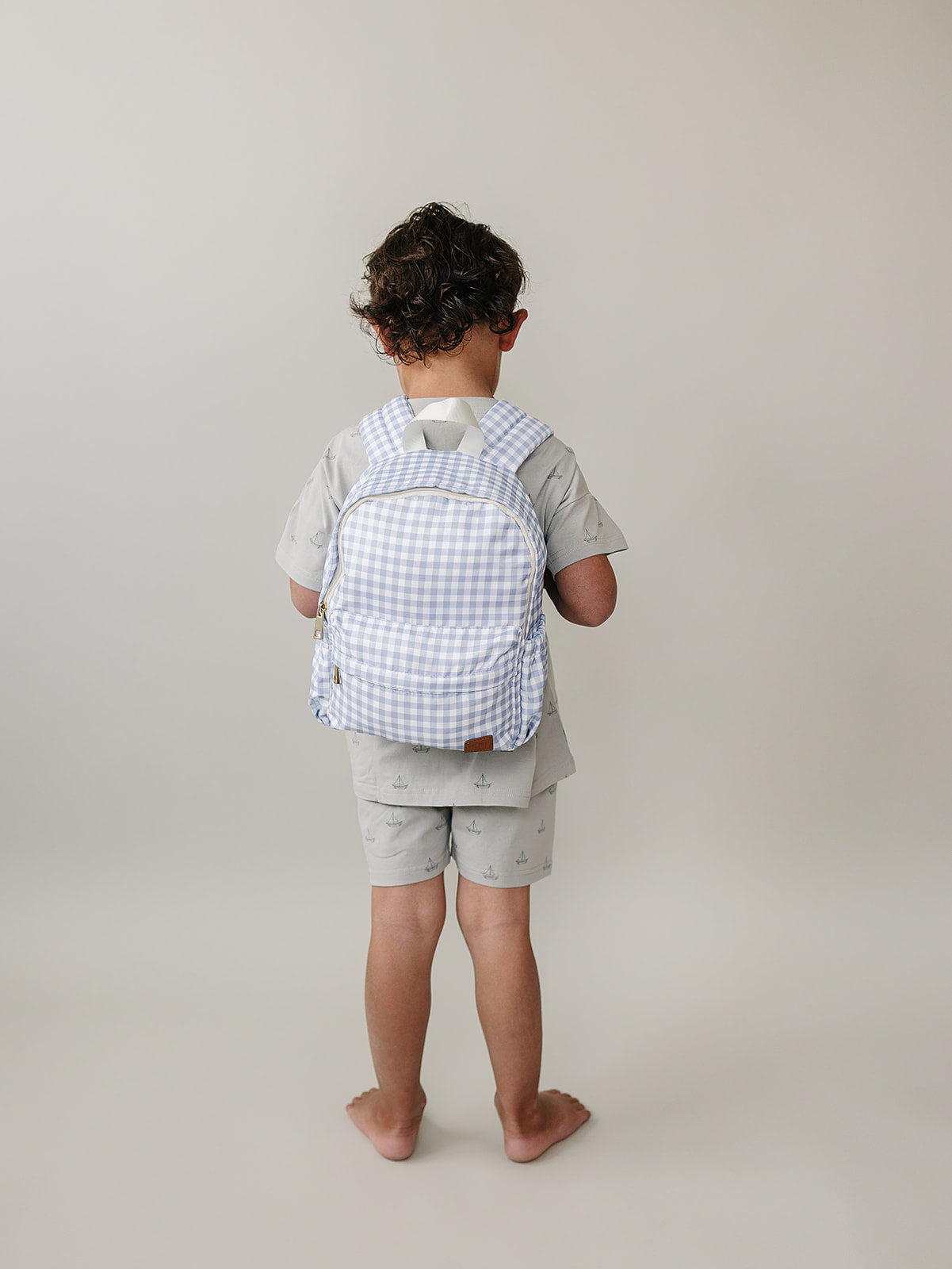 Blue Gingham Mini Backpack