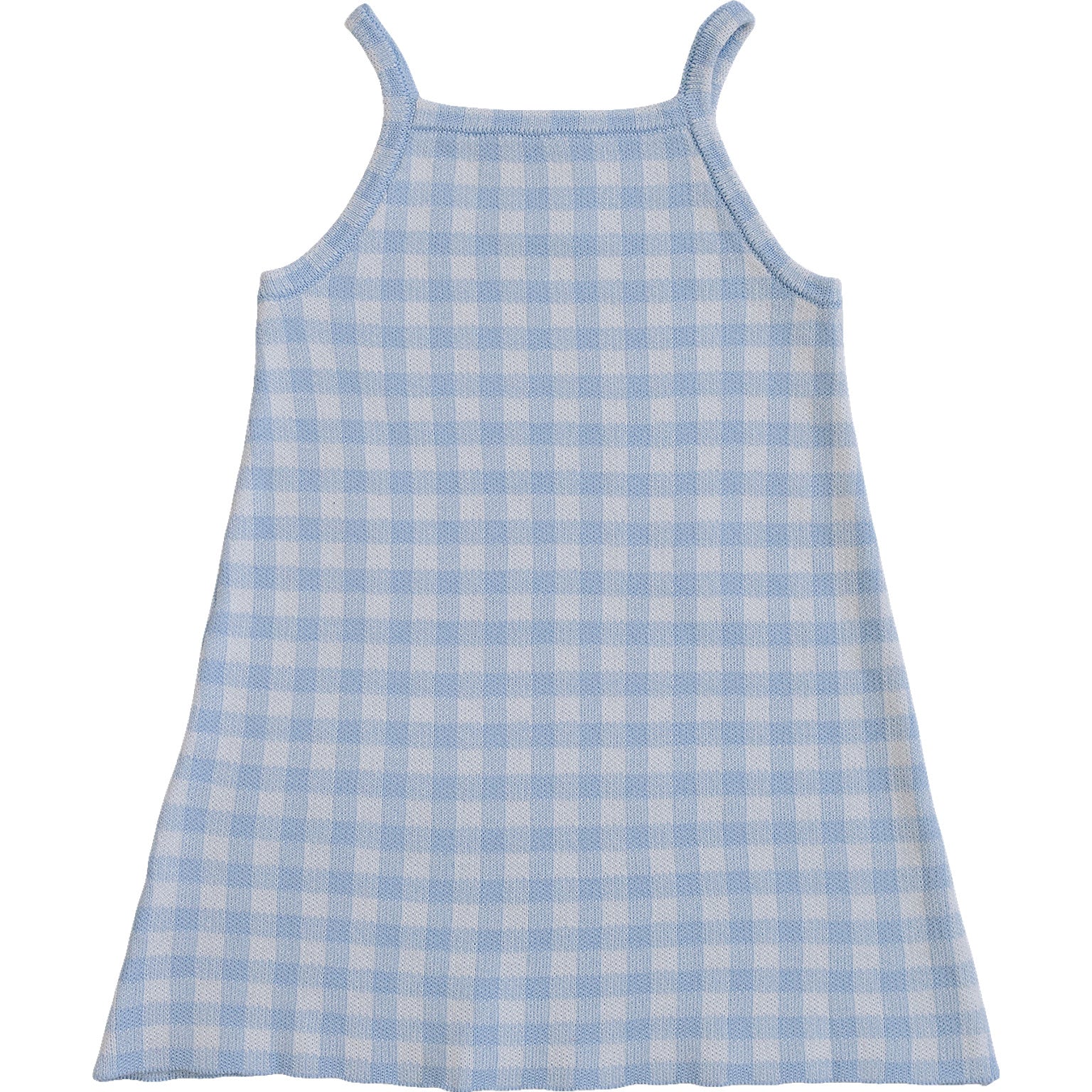 Blue Knit Gingham Dress