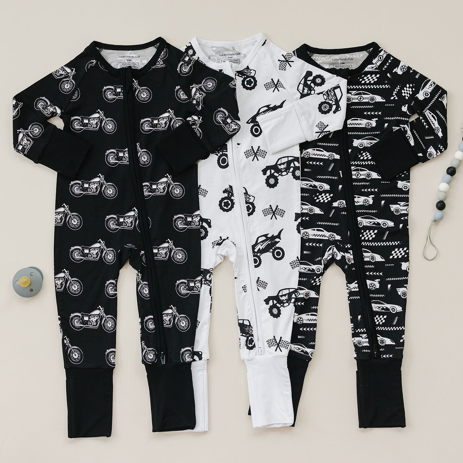 Bamboo Zip Romper | Born To Ride Black