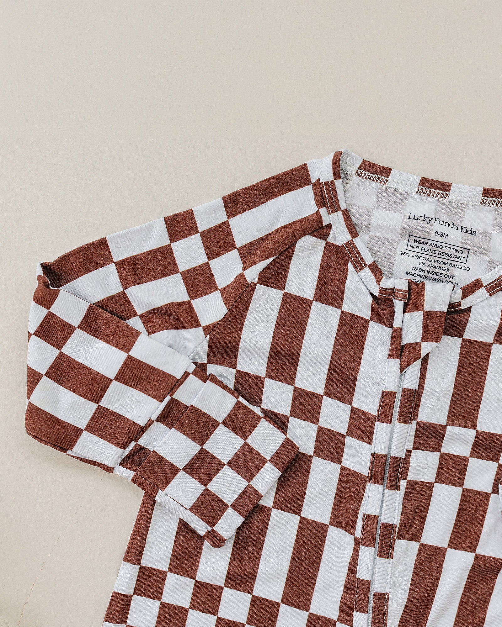 Bamboo Zip Romper | Chocolate Checkered