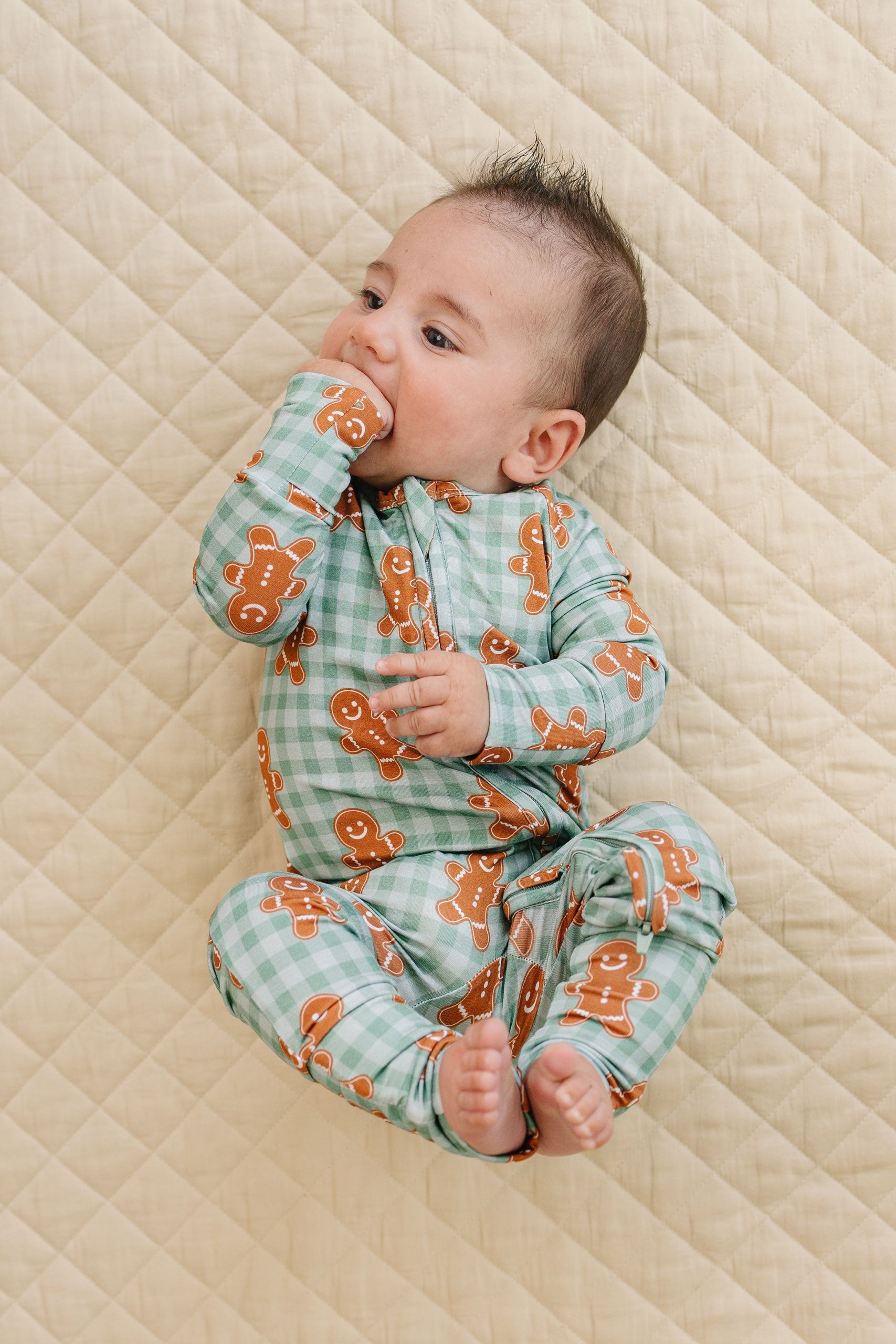 Bamboo Zip Romper | Gingerbread Gingham