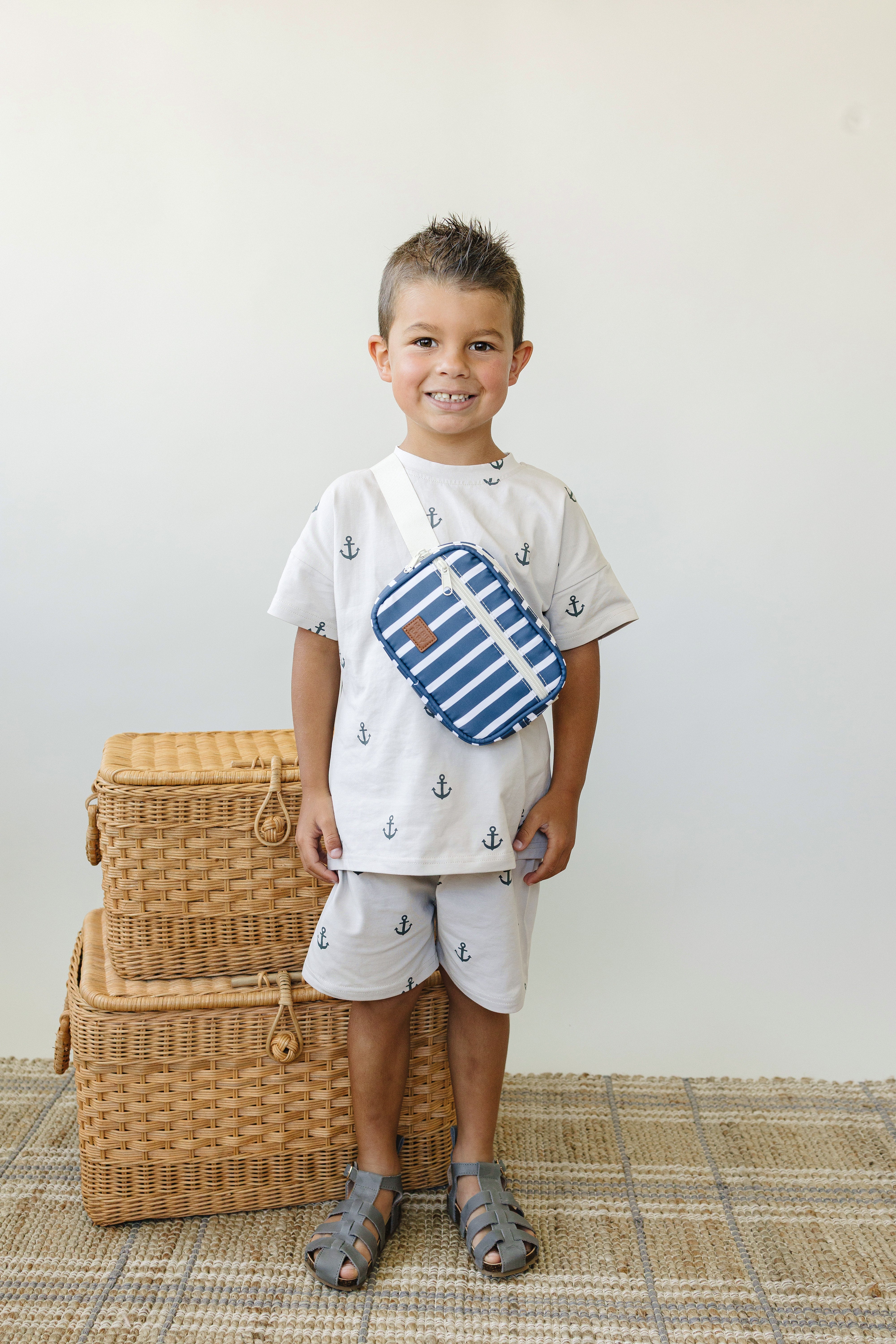 Navy Stripe Mini Fanny Pack