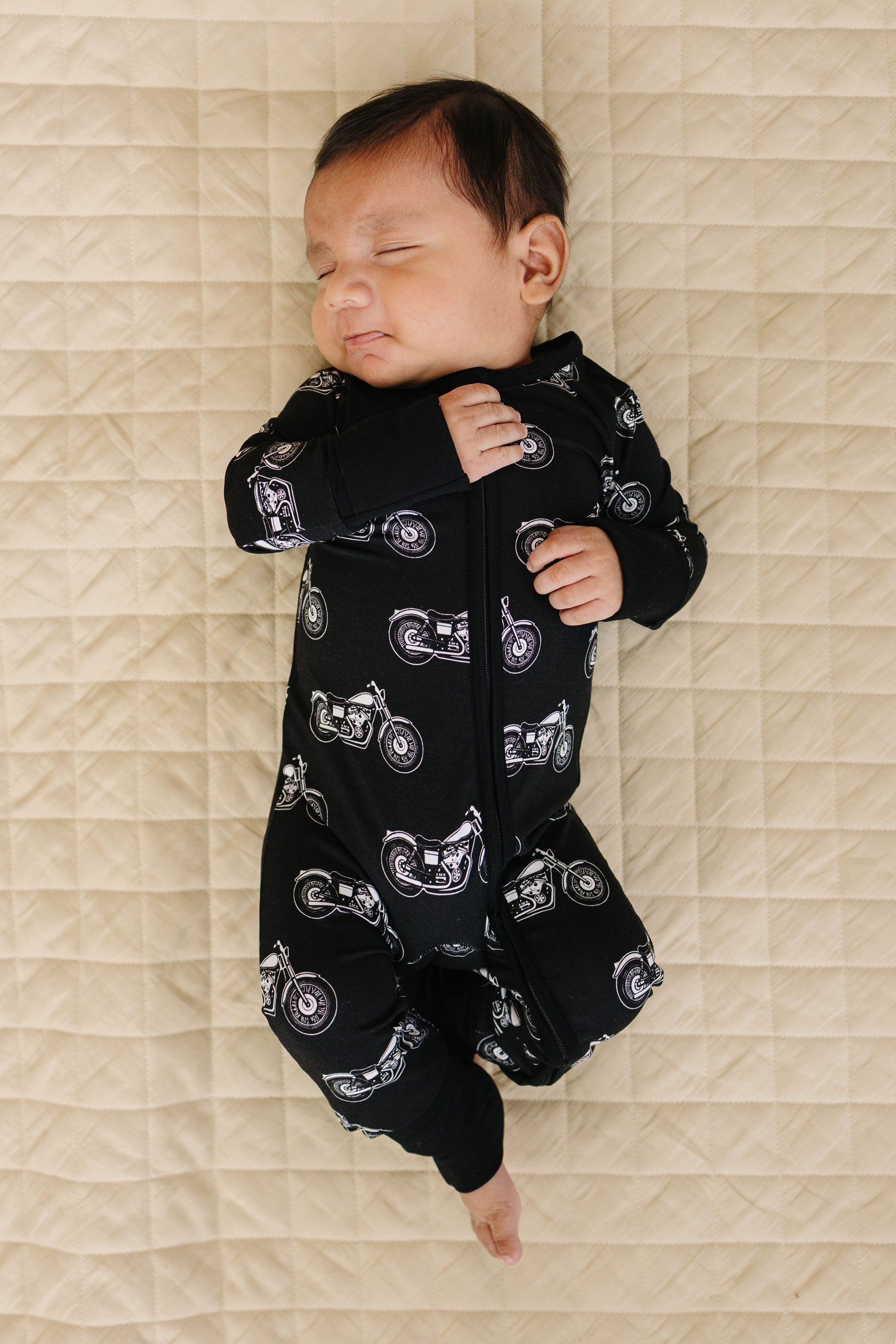 Bamboo Zip Romper | Born To Ride Black