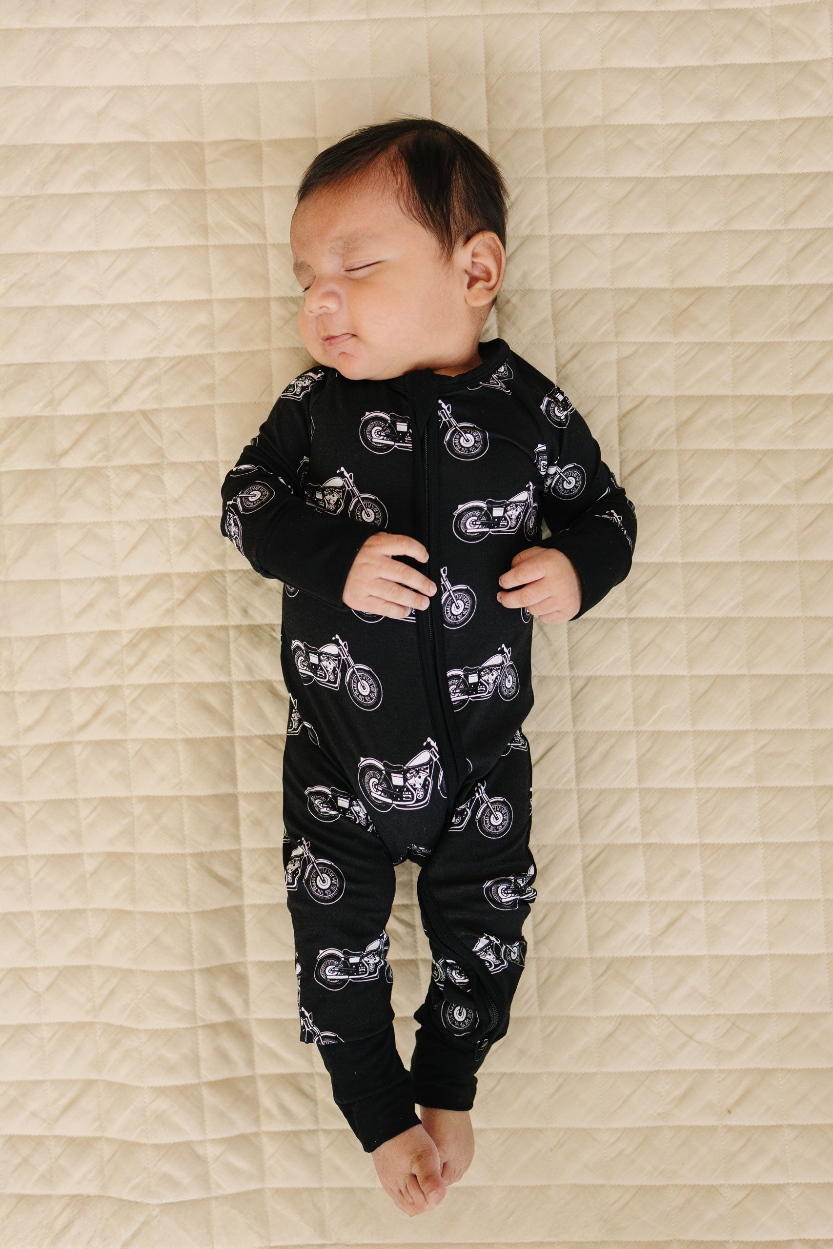 Bamboo Zip Romper | Born To Ride Black