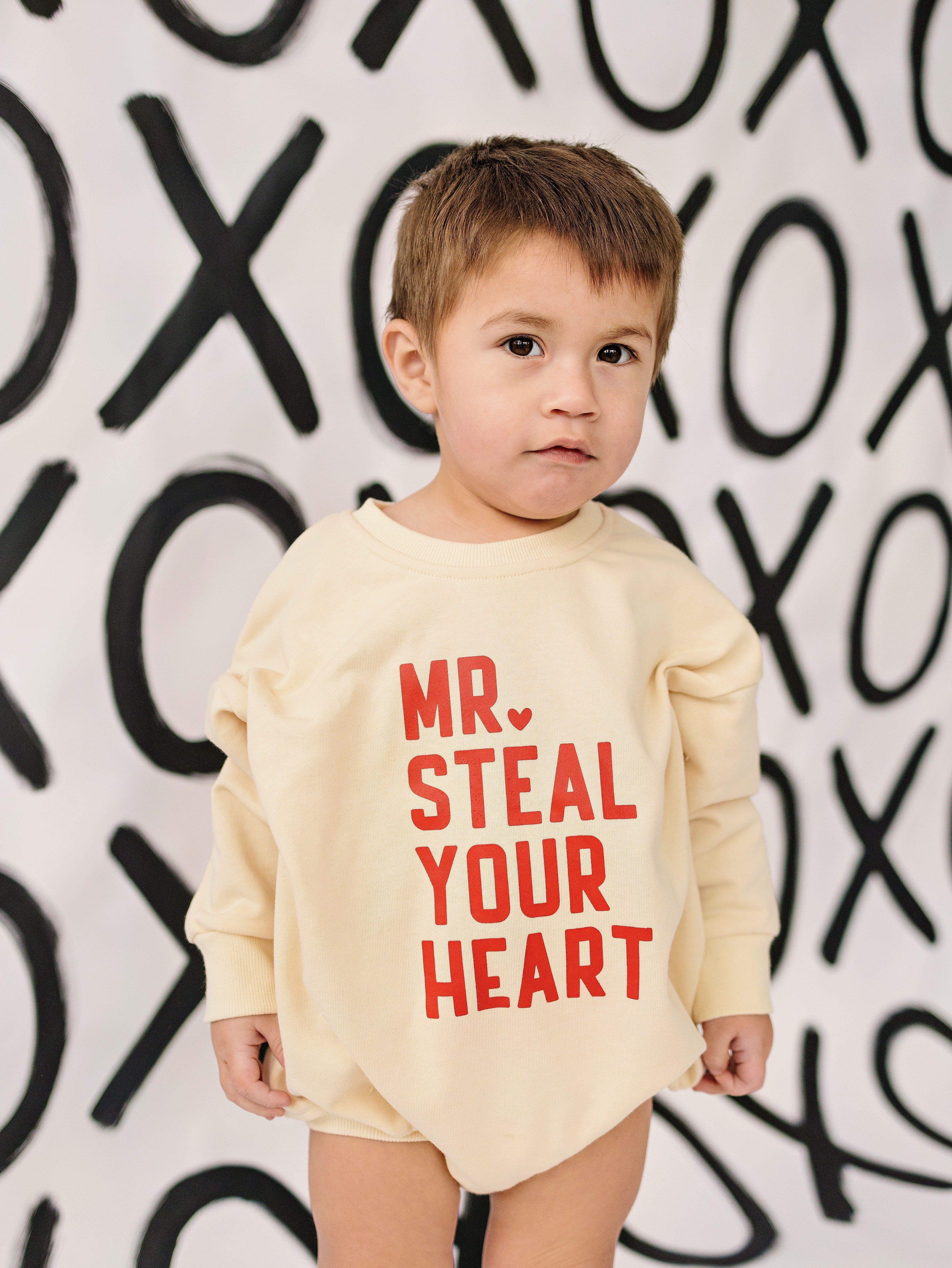 Mr. Steal Your Heart Sweatshirt Romper - More Colors