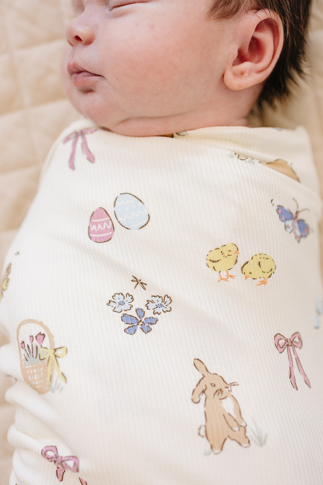 Pink Bunny Ribbed Bamboo Stretch Swaddle