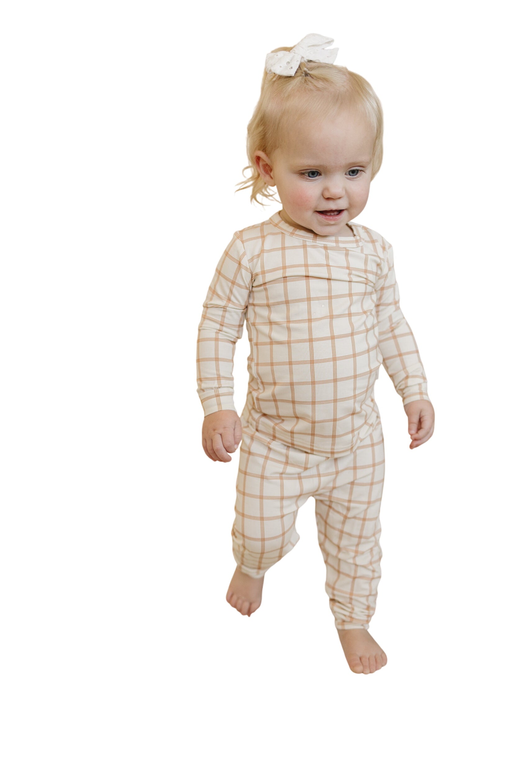 Pumpkin Plaid Bamboo Baby Pajamas - 2 Piece Set
