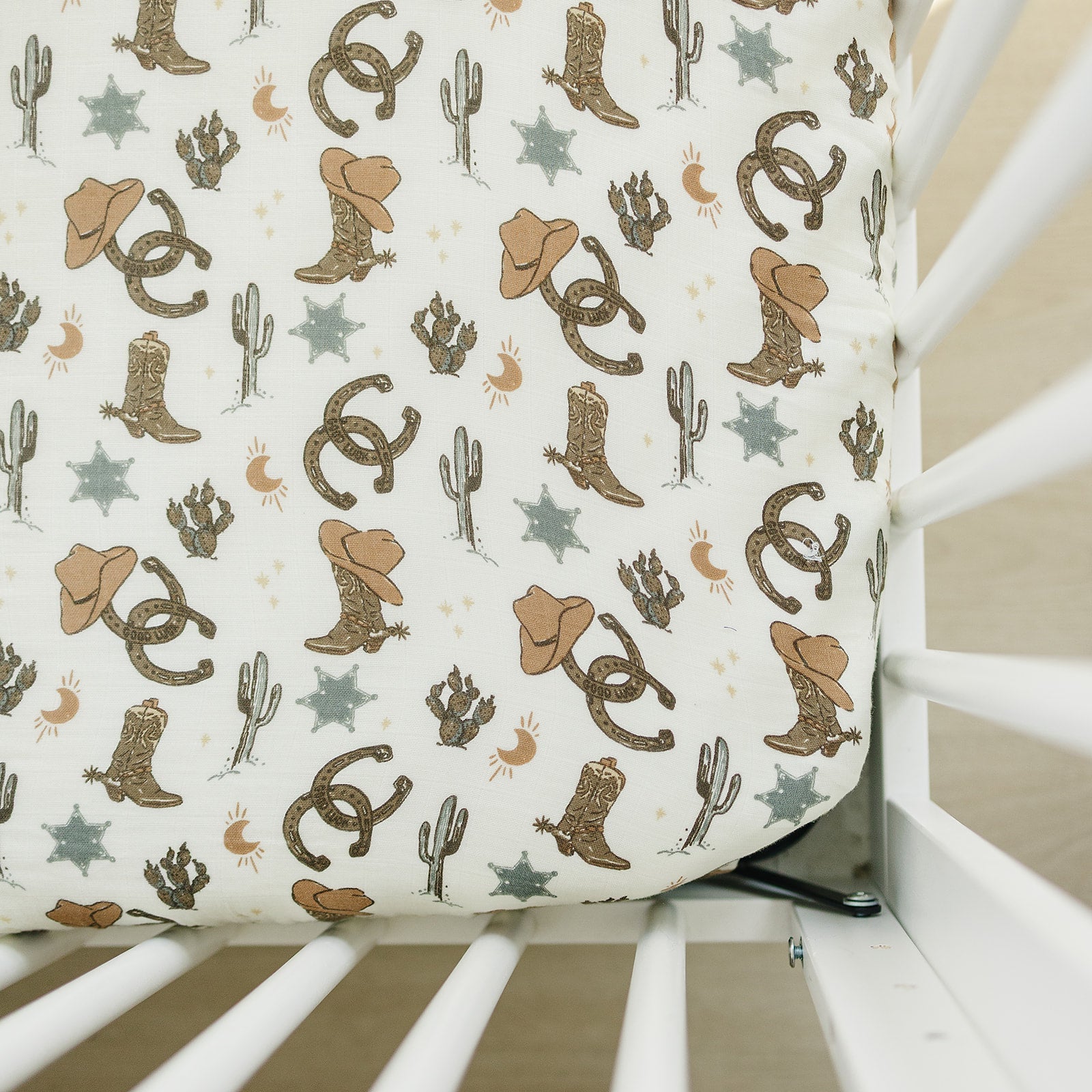 Outlaw Cowboy Muslin Crib Sheet
