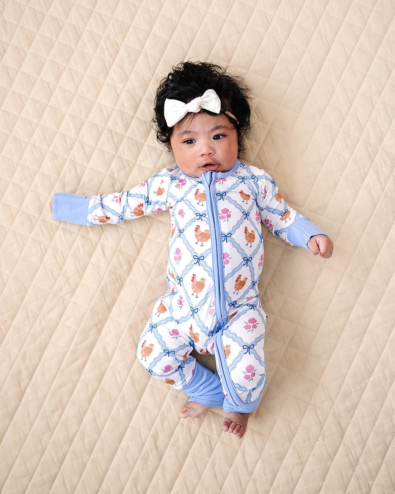 Bamboo Zip Romper | Chickens & Flowers