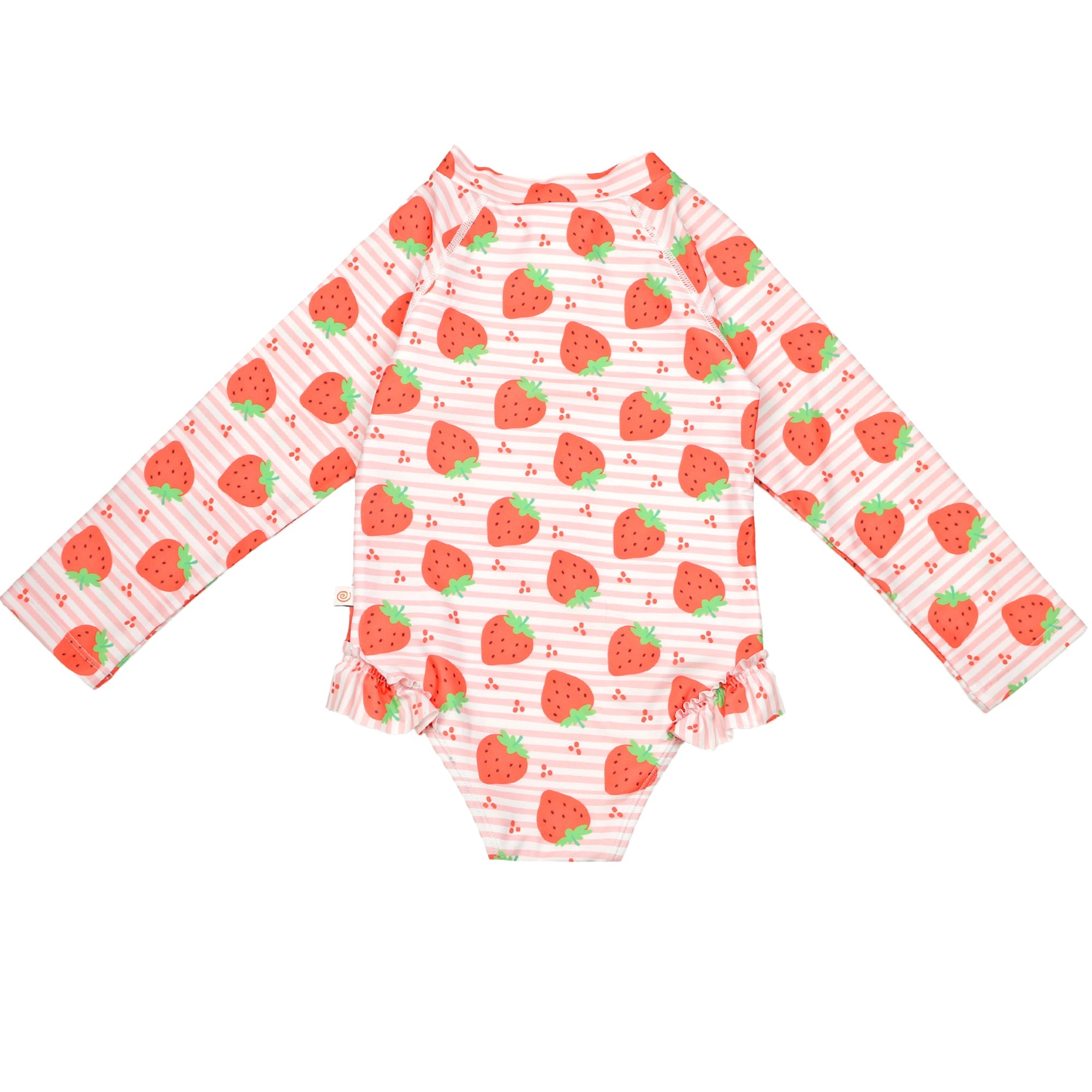 Baby/toddler Girls Rash Guard One Piece Ruffled Swimsuit - Strawberry **pre-order (orders Will Ship In Full Early March '25)**