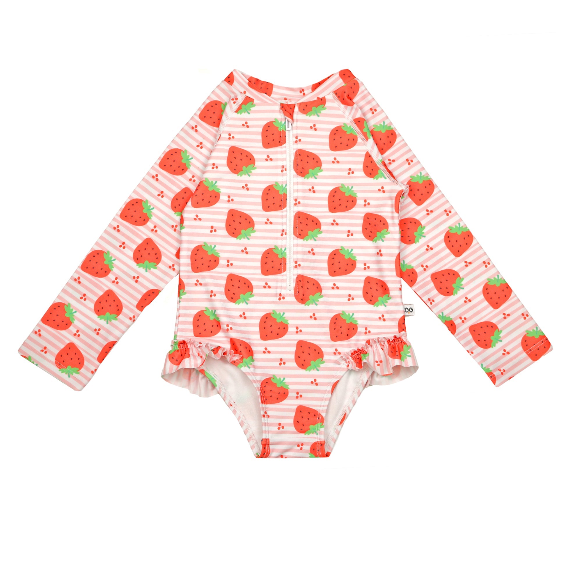 Baby/toddler Girls Rash Guard One Piece Ruffled Swimsuit - Strawberry **pre-order (orders Will Ship In Full Early March '25)**