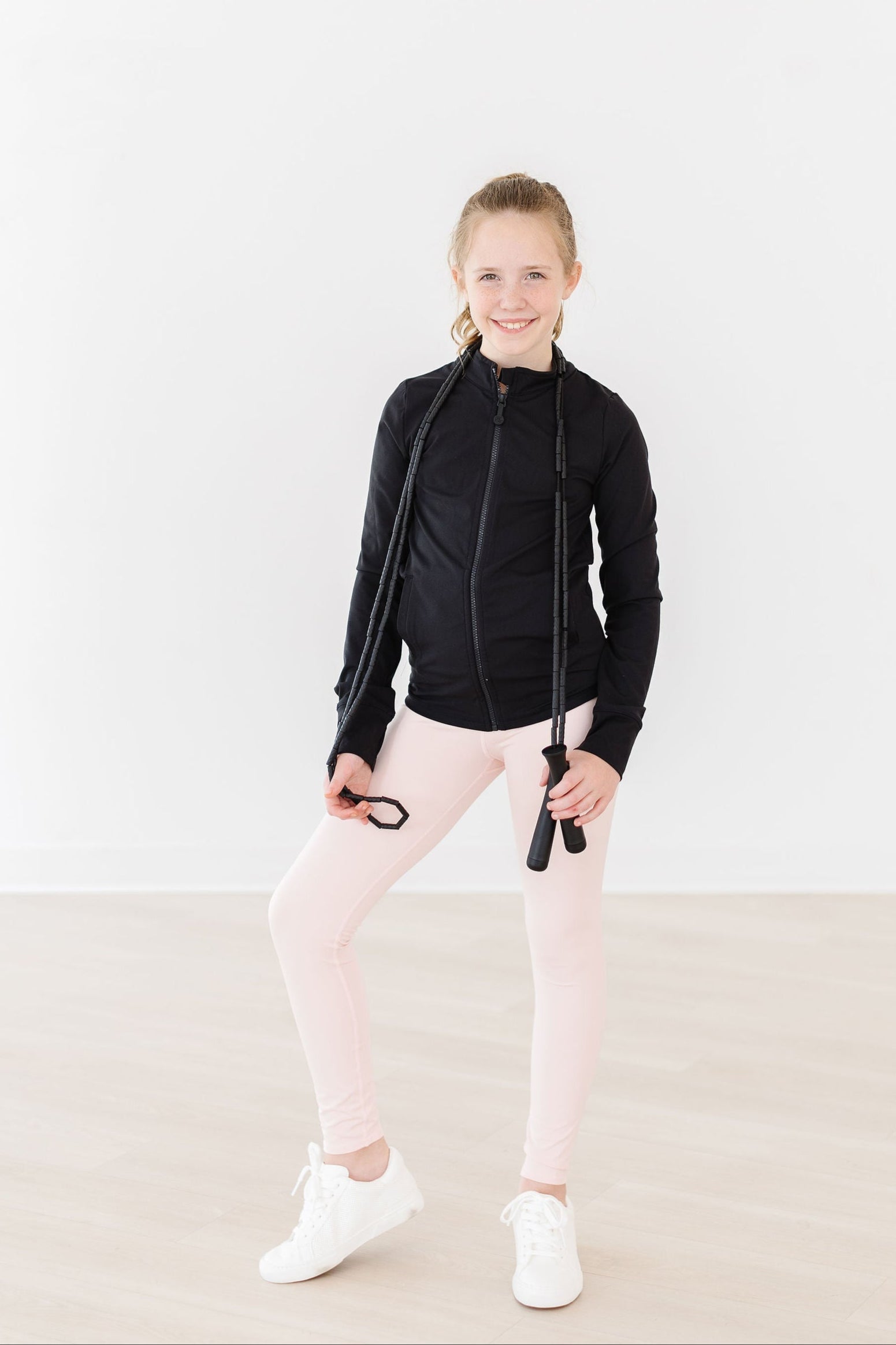 Balanced Black Full-zip Ruffle Active Jacket
