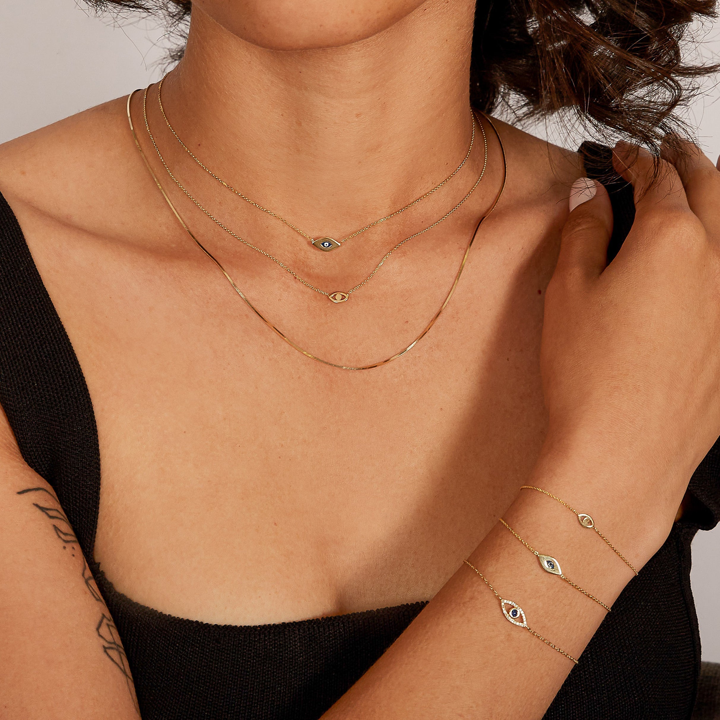 14k Gold Mini Evil Eye Bracelet